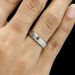 Contemporary men’s platinum promise ring with baguette diamond band design, perfect for weddings and anniversaries