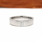 Unique platinum baguette diamond band for men featuring matte finish and modern anniversary ring design