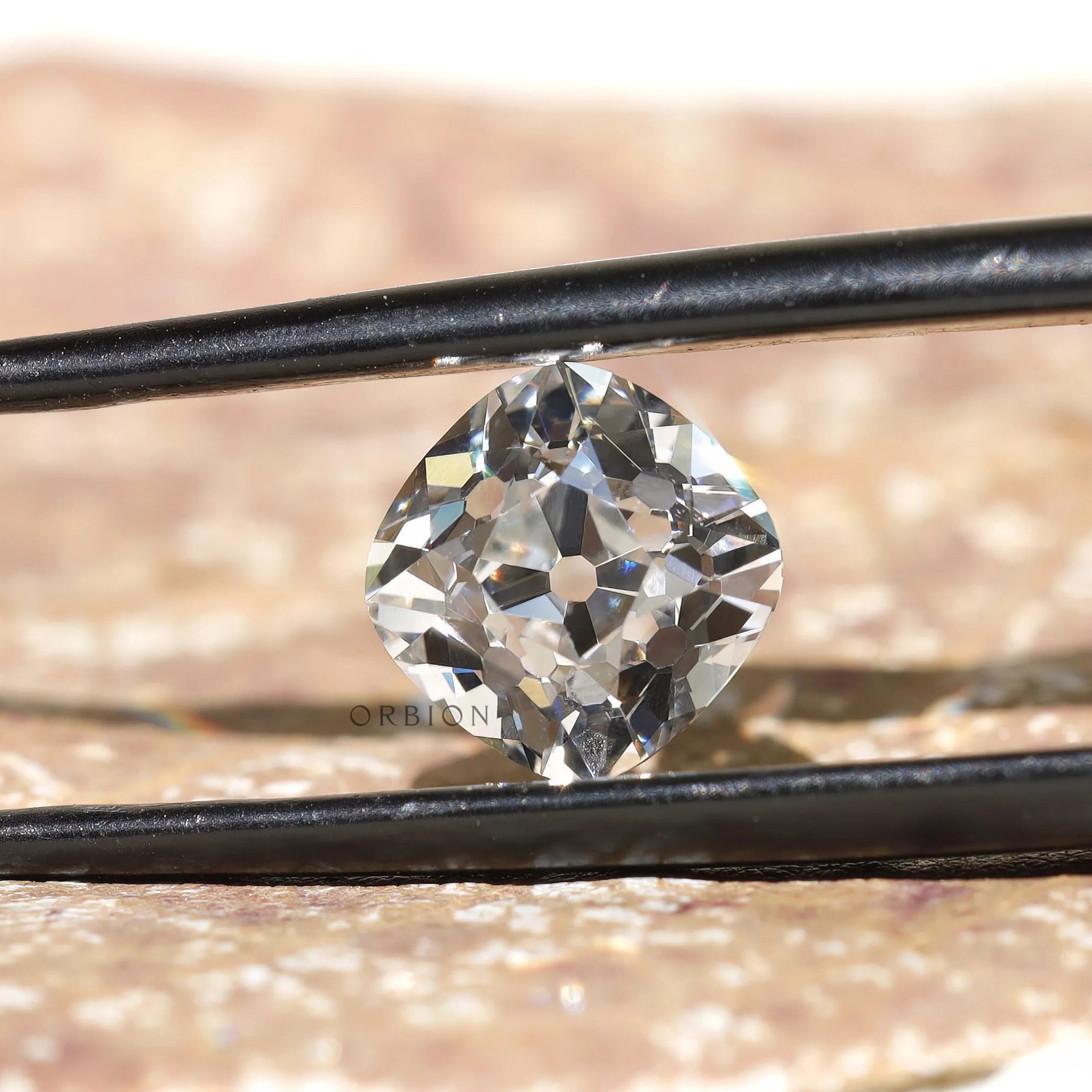 Vintage style cushion lab diamond 2 ct colorless antique cut stone