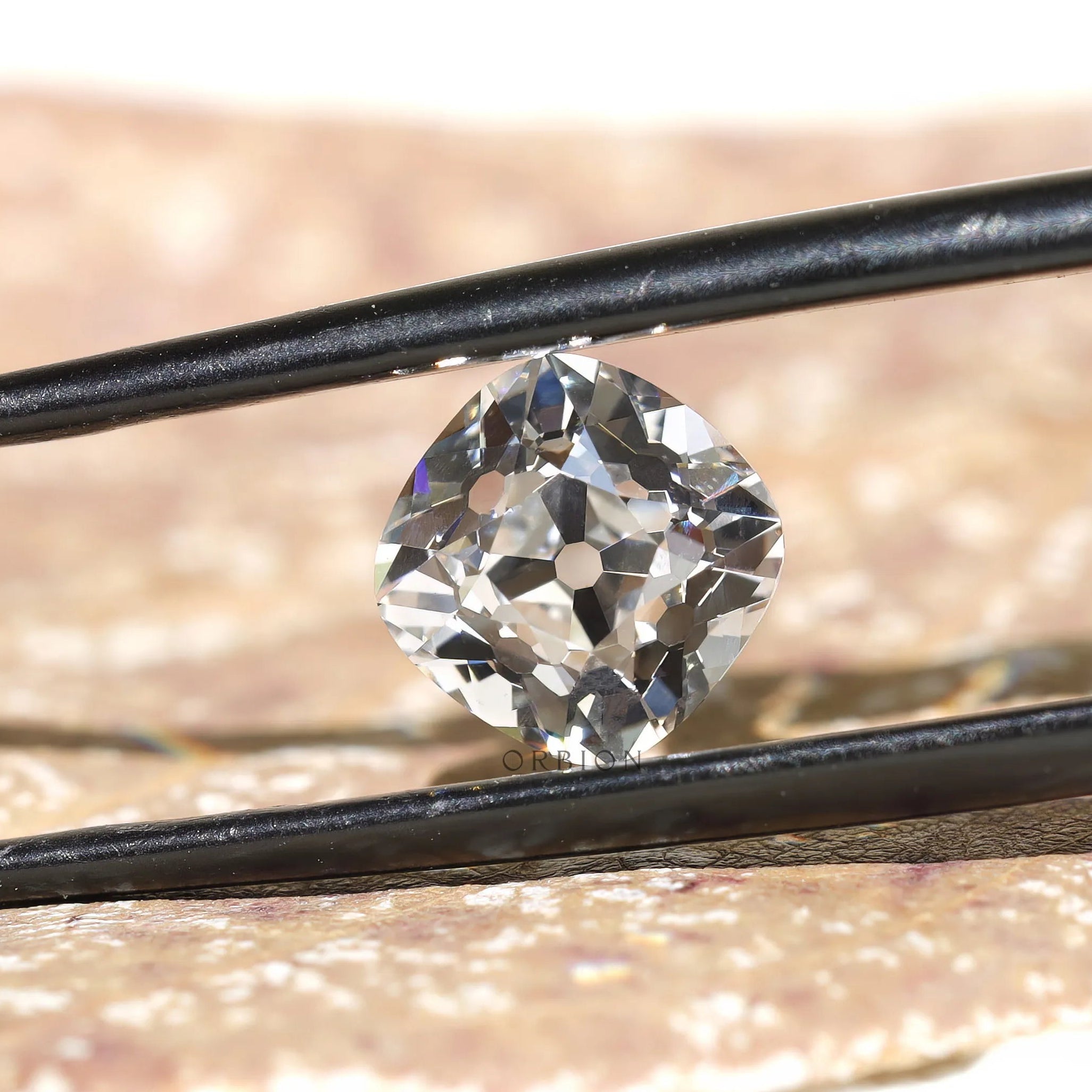 2 ct Colorless lab grown diamond cushion with classic old mine cut
