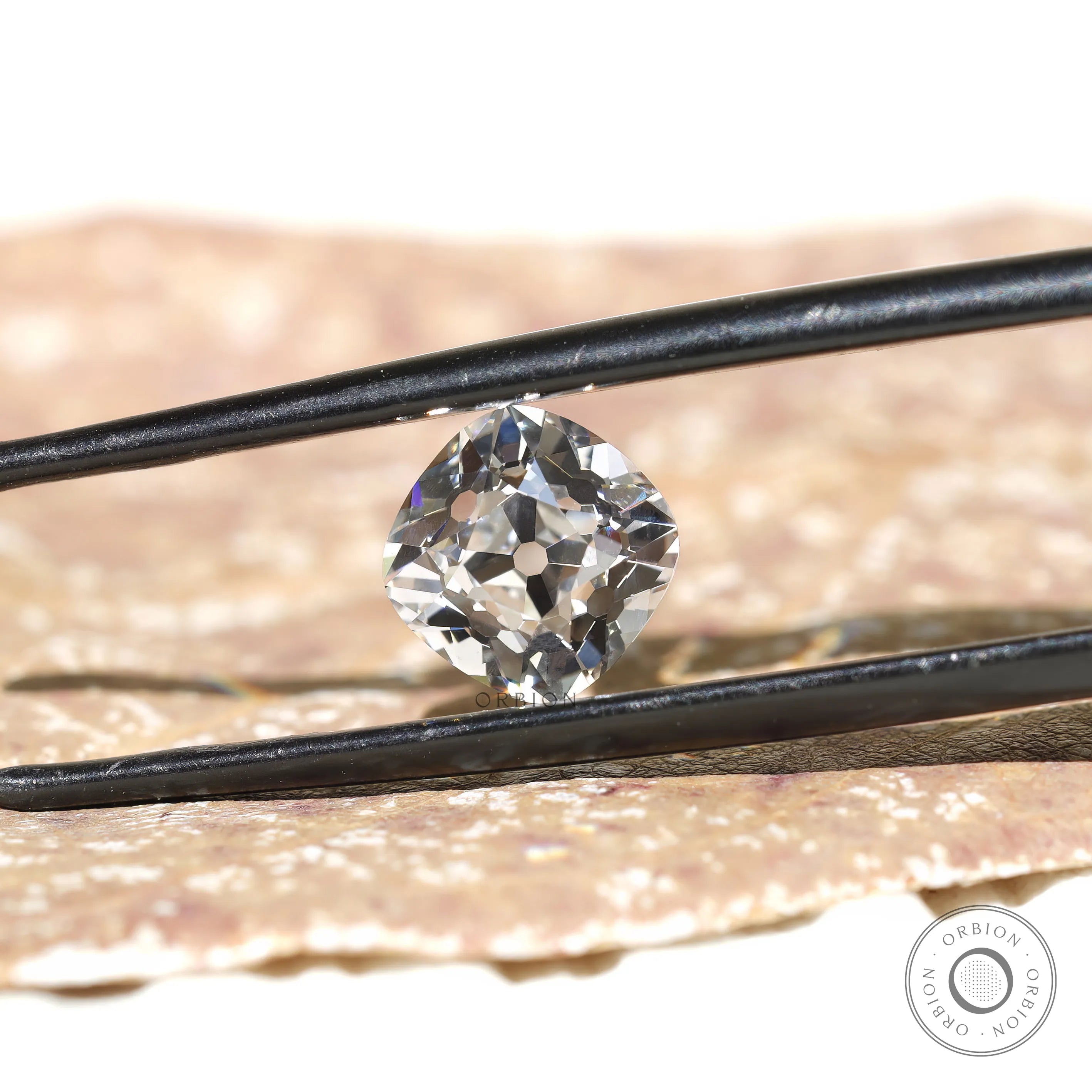 2 ct Colorless lab grown diamond cushion with classic old mine cut