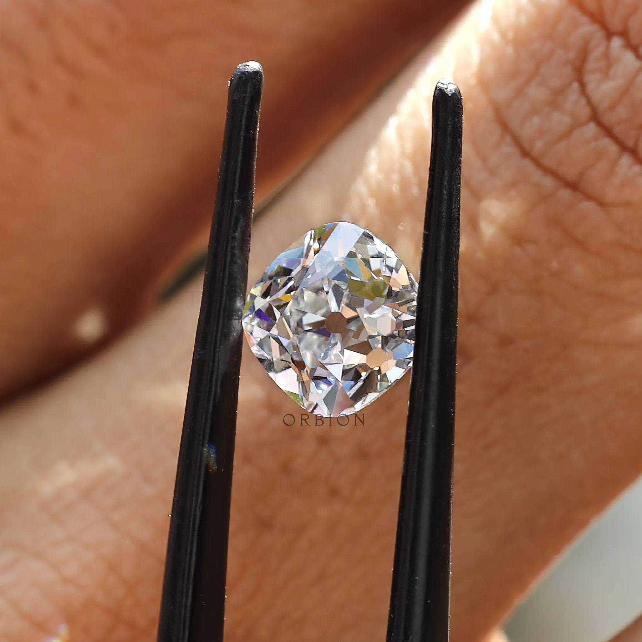 2 ct Lab grown cushion diamond with vintage old mine faceting