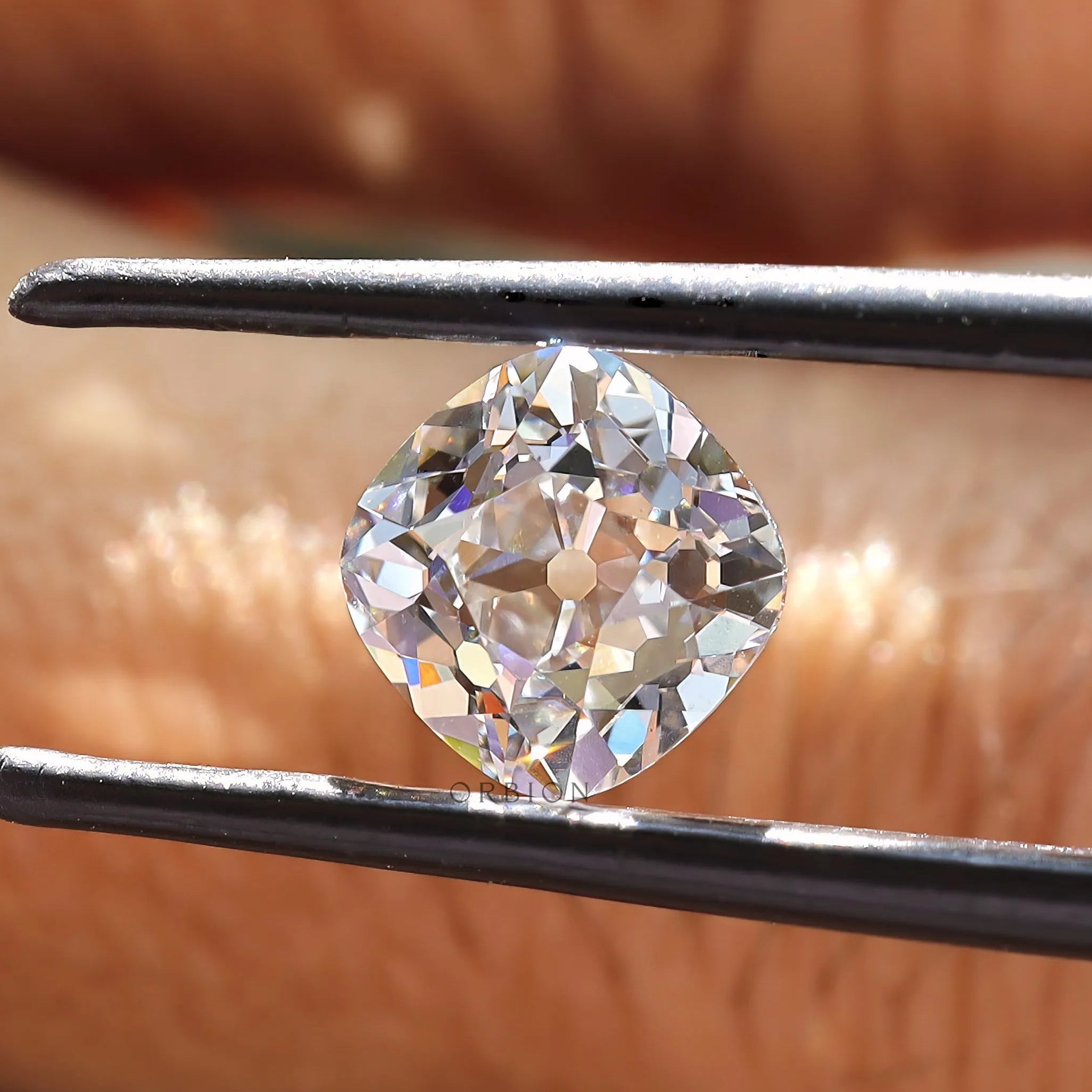 2 ct Cushion lab grown diamond with old mine cut loose colorless gemstone