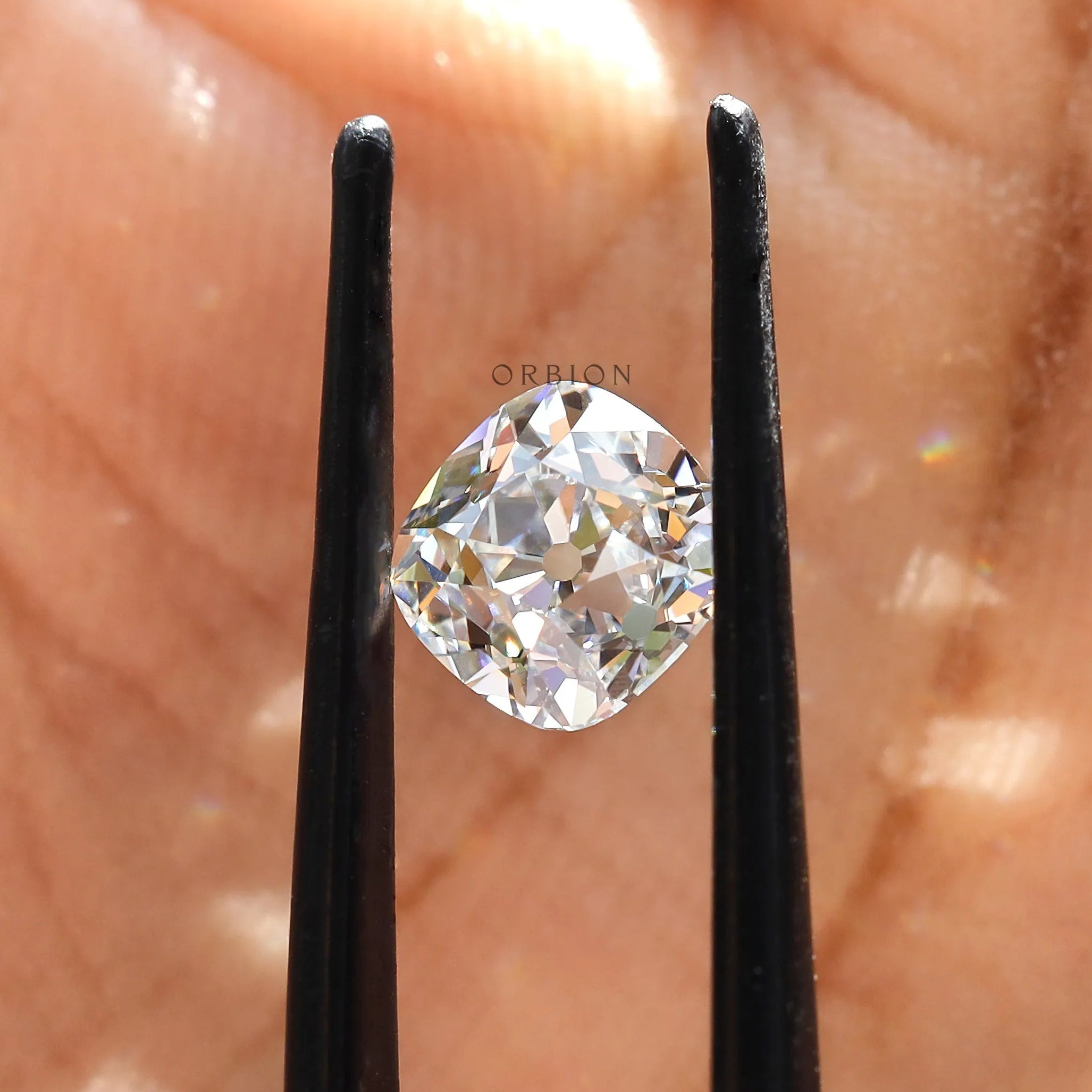 Loose 2 ct colorless cushion lab diamond with antique cut brilliance