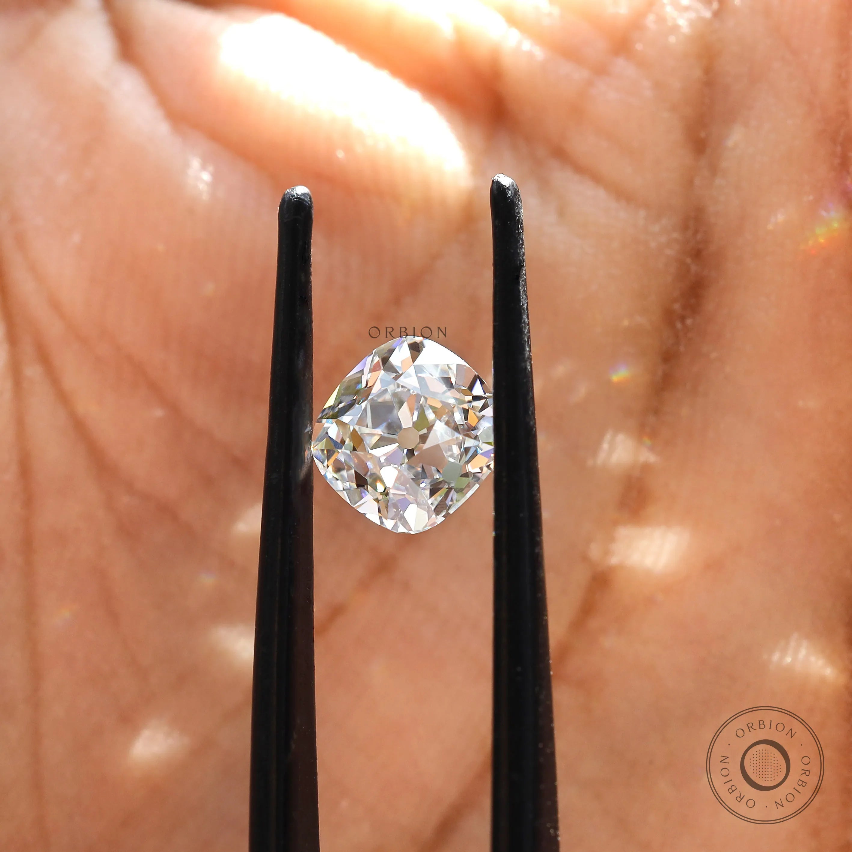 Loose 2 ct colorless cushion lab diamond with antique cut brilliance