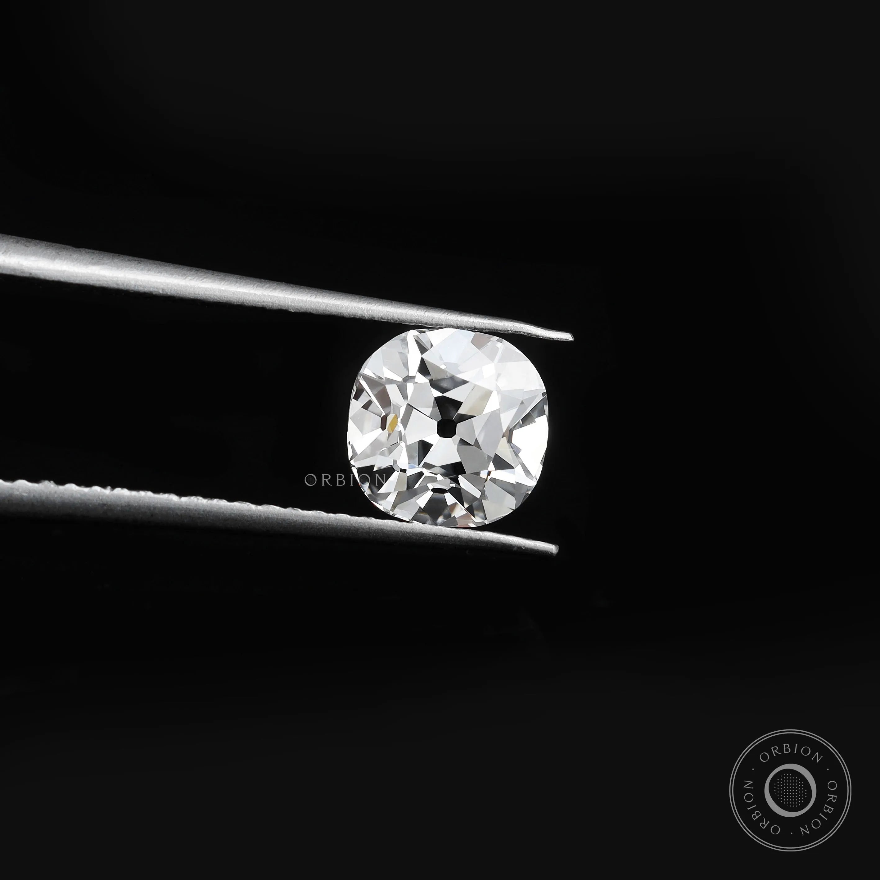 Vintage cushion lab diamond 1.25 ct with antique old mine faceting
