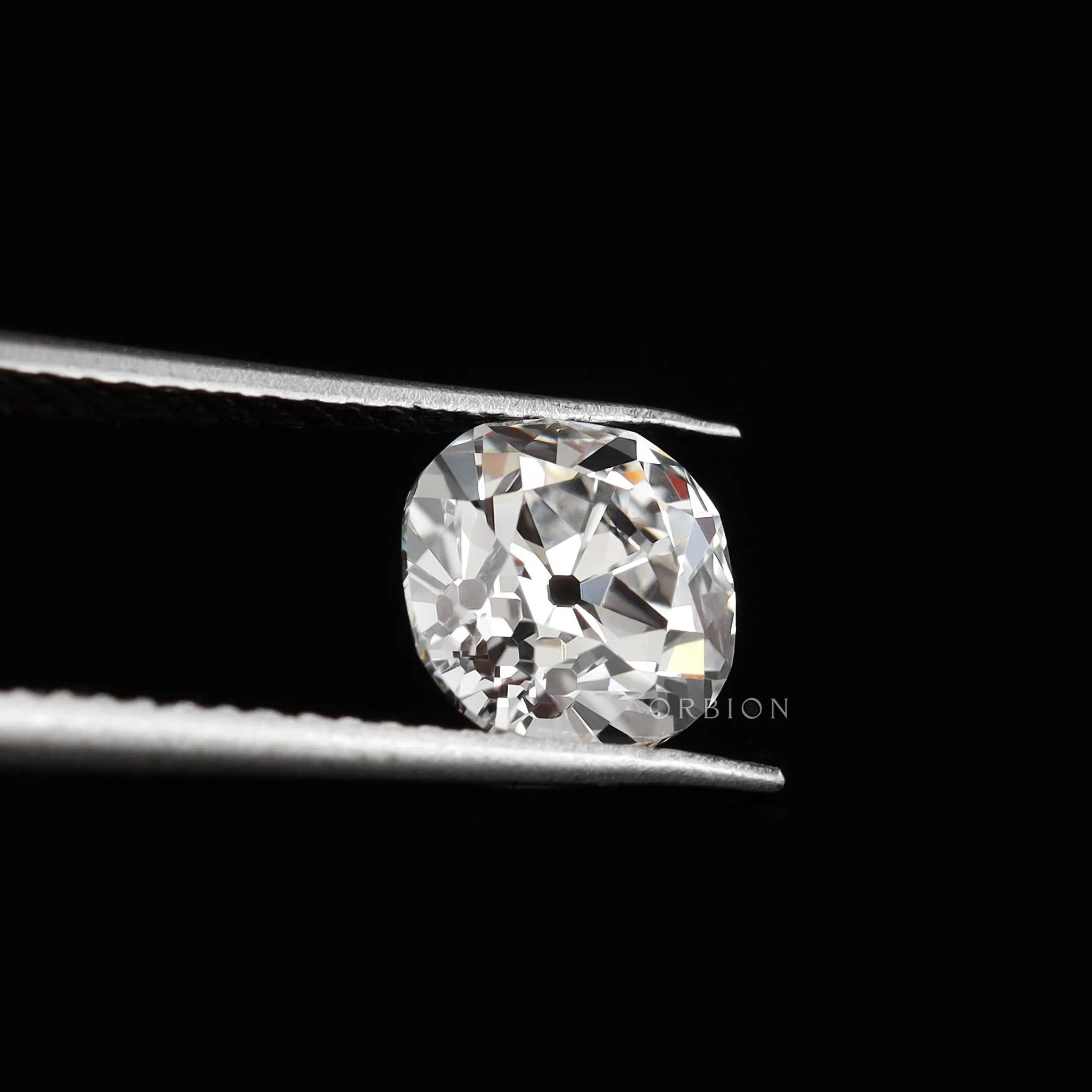 1.25 ct Lab created cushion diamond with old mine cut brilliance