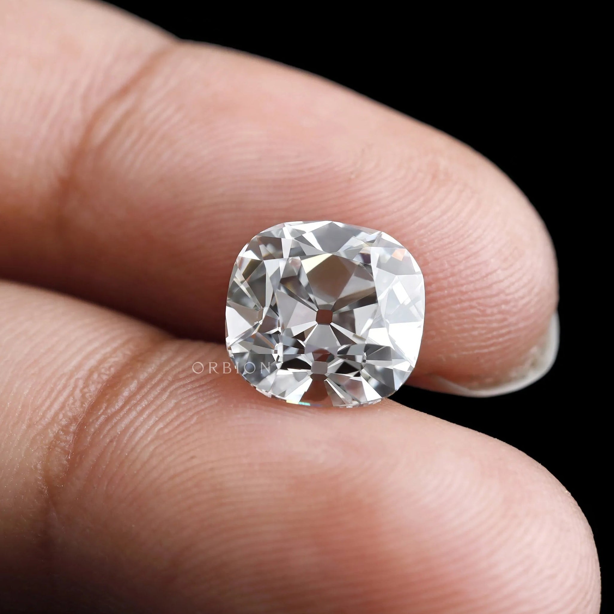3 ct Cushion lab diamond loose stone with vintage antique faceting