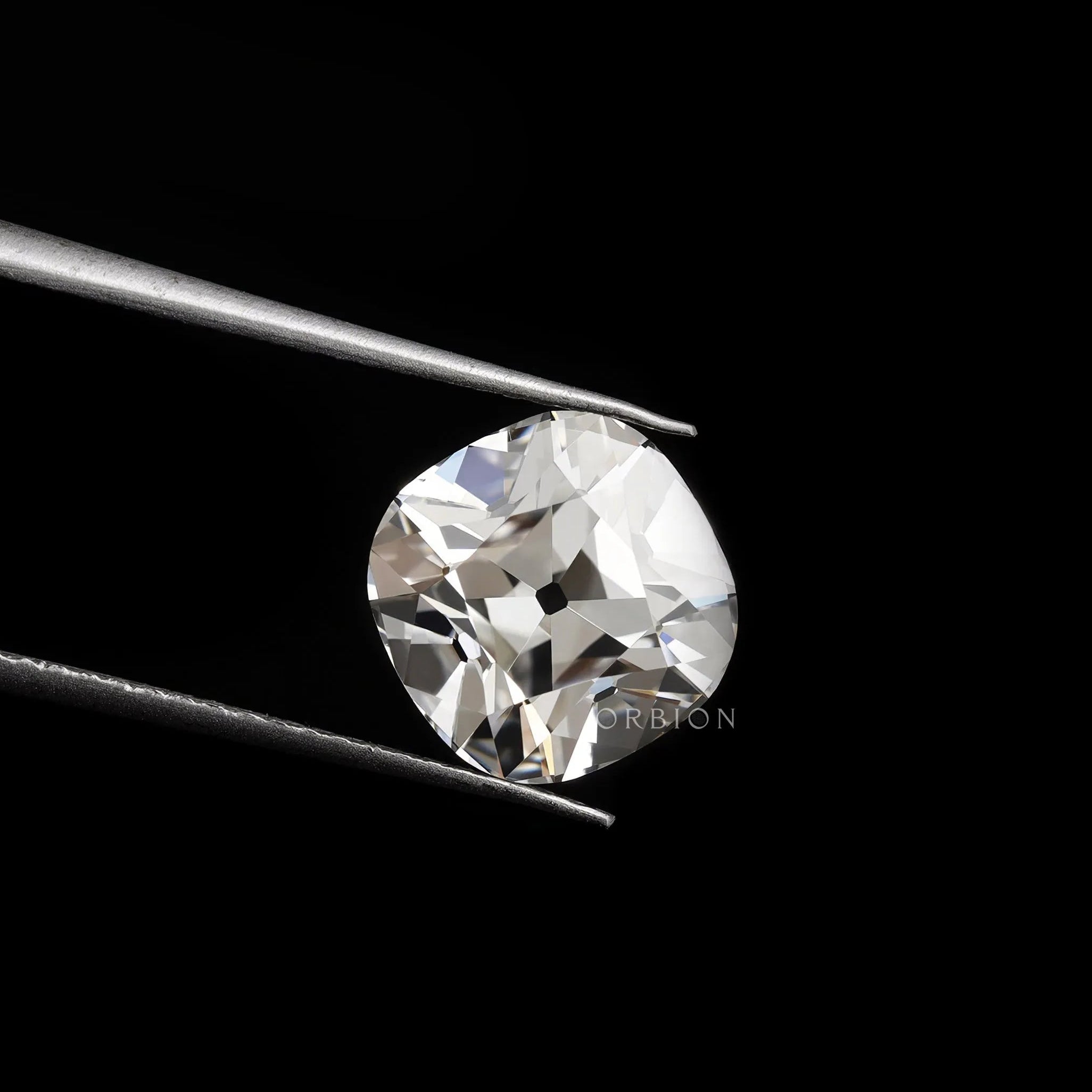 Classic 3 ct cushion lab diamond with antique cut and colorless clarity