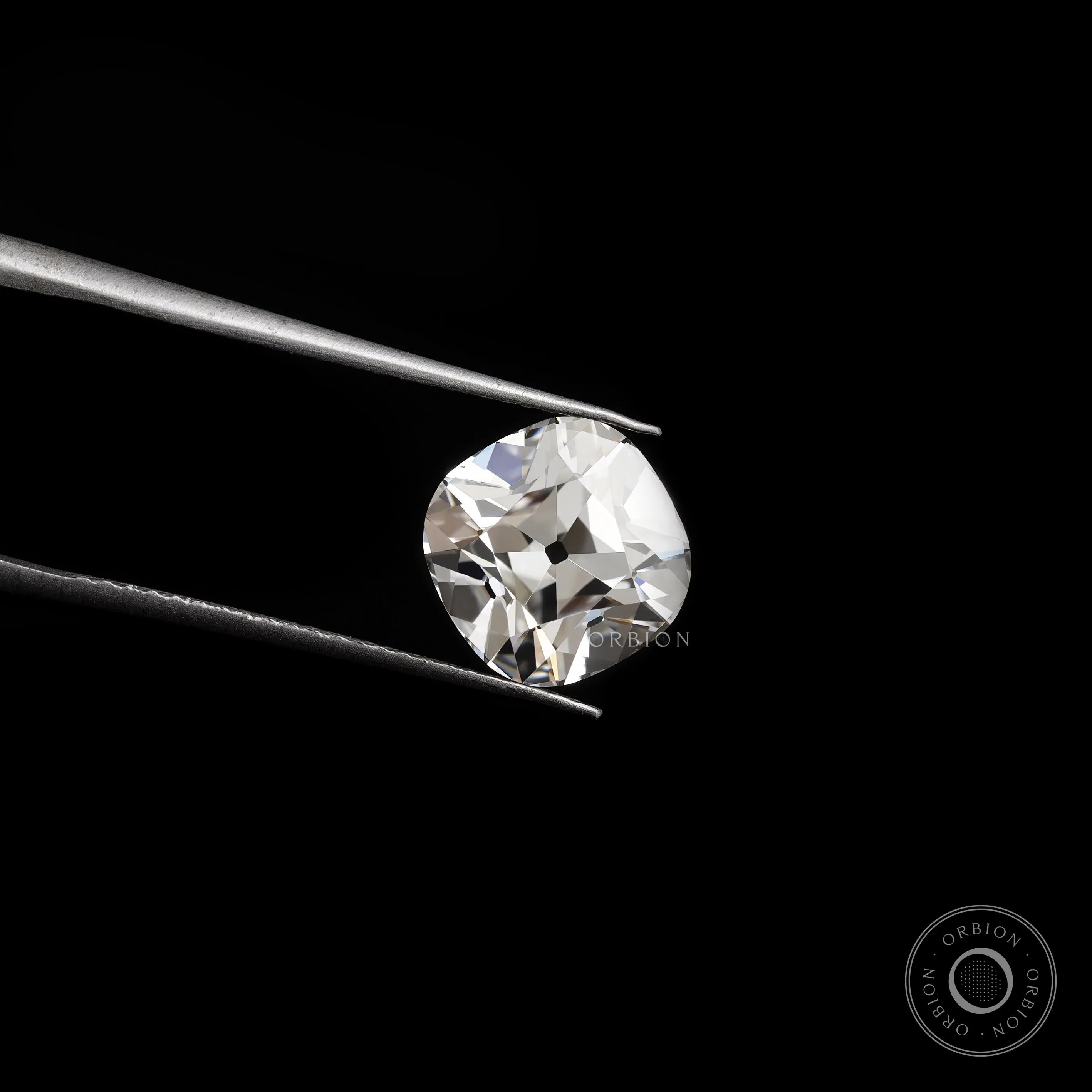 Classic 3 ct cushion lab diamond with antique cut and colorless clarity