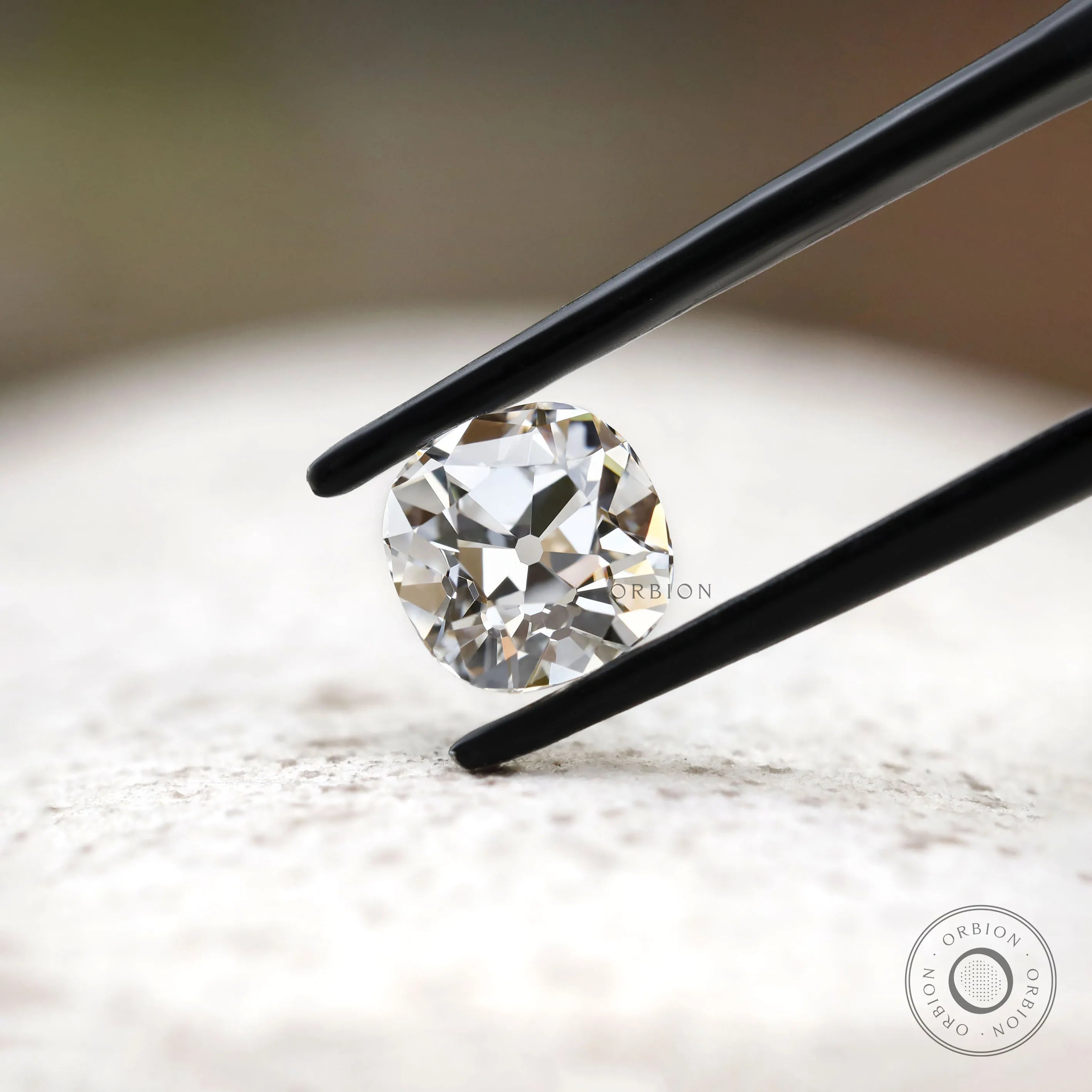 2 ct Cushion lab diamond with antique cut 