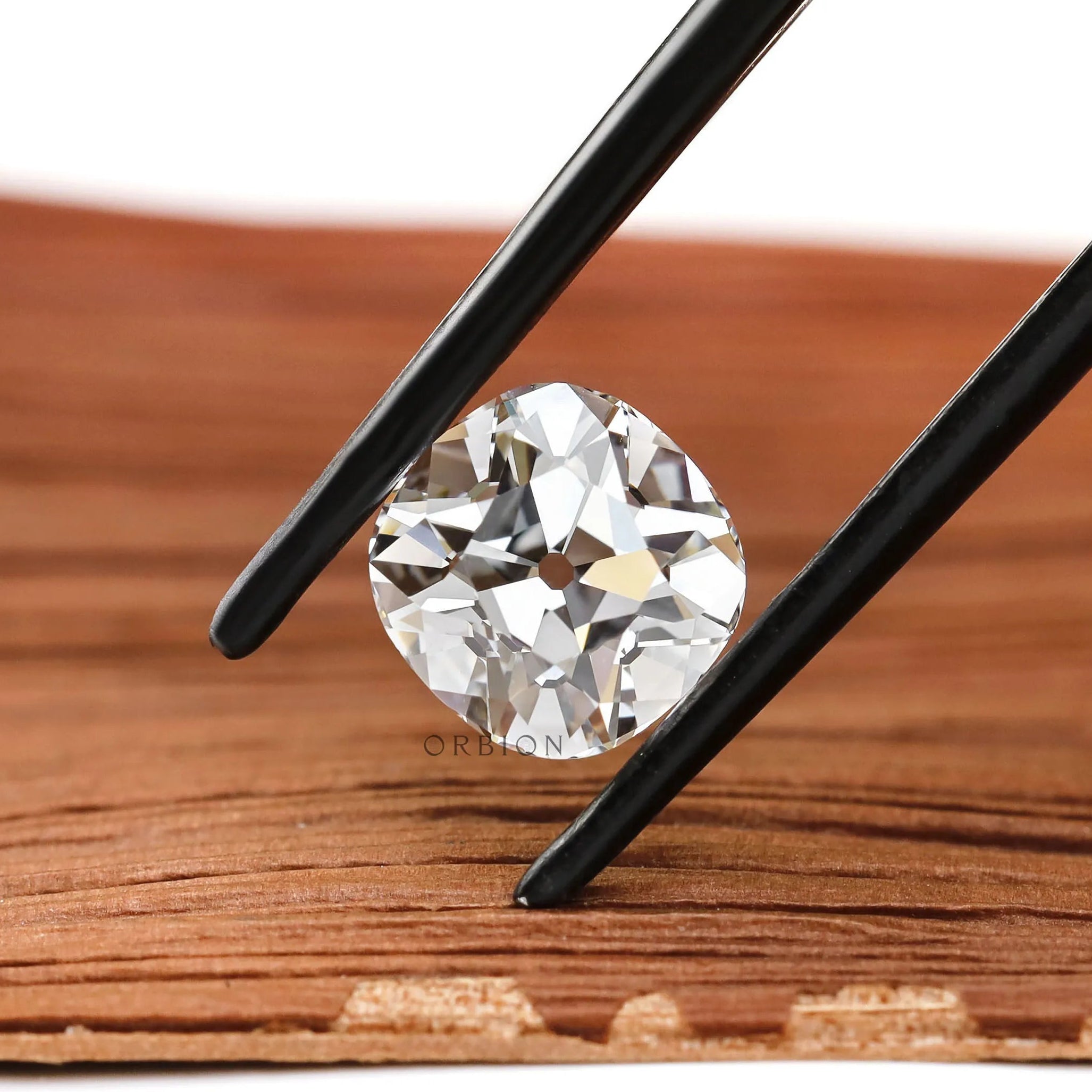2 ct Cushion lab diamond with classic antique faceting