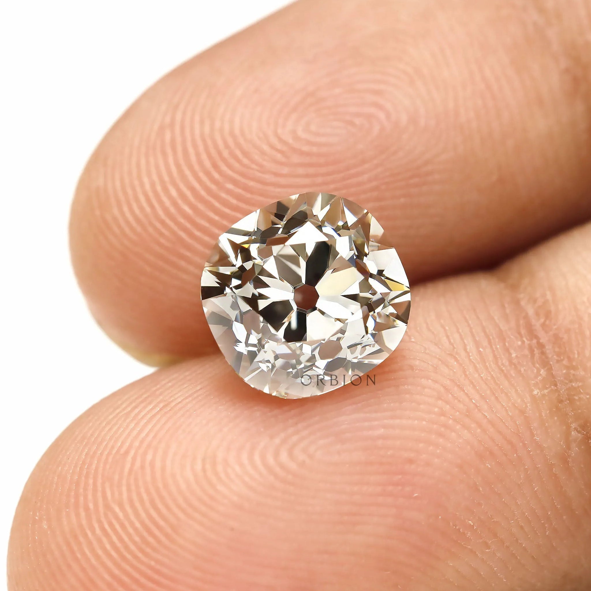 Colorless cushion cut lab diamond 2.70 ct antique old mine cut