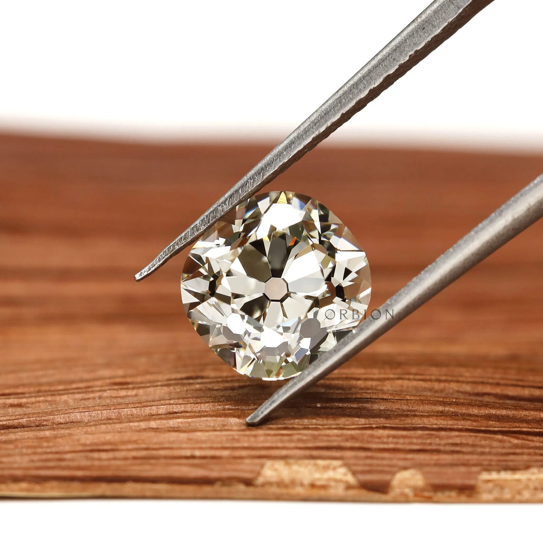 2.70 ct Cushion lab diamond with vintage old mine cut faceting