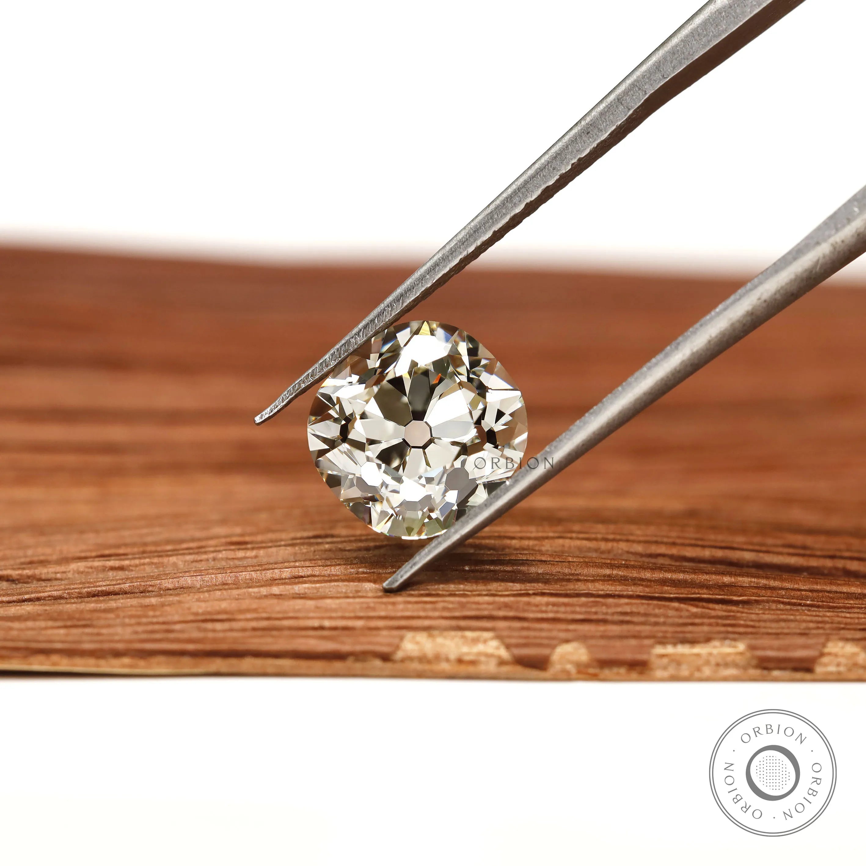 2.70 ct Cushion lab diamond with vintage old mine cut faceting