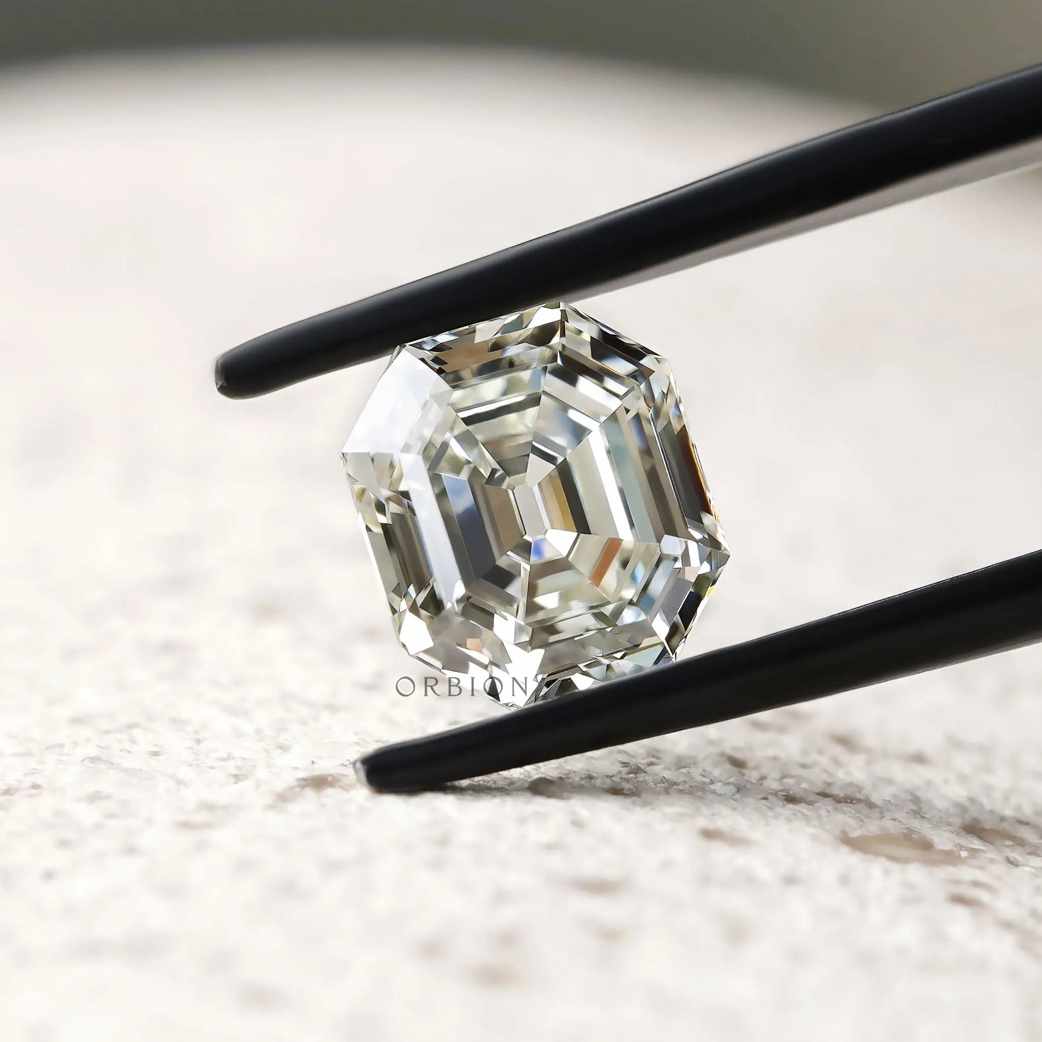 Warm color 3 ct asscher lab diamond loose