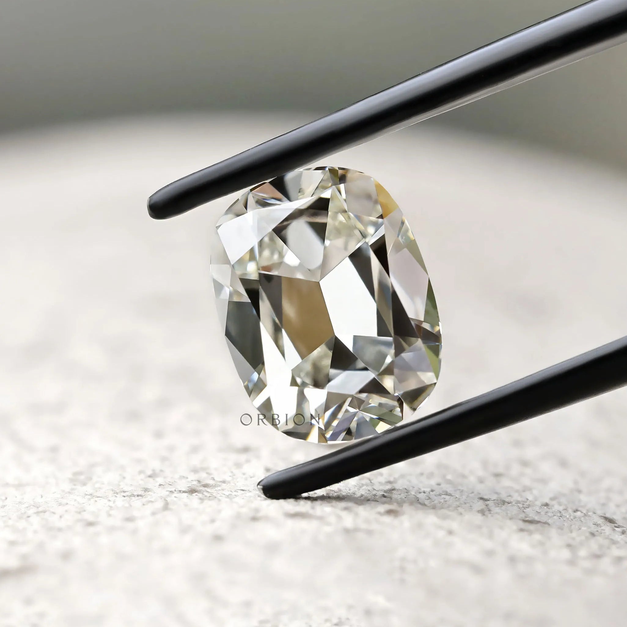4 ct Lab grown diamond elongated cushion with classic old mine cut style