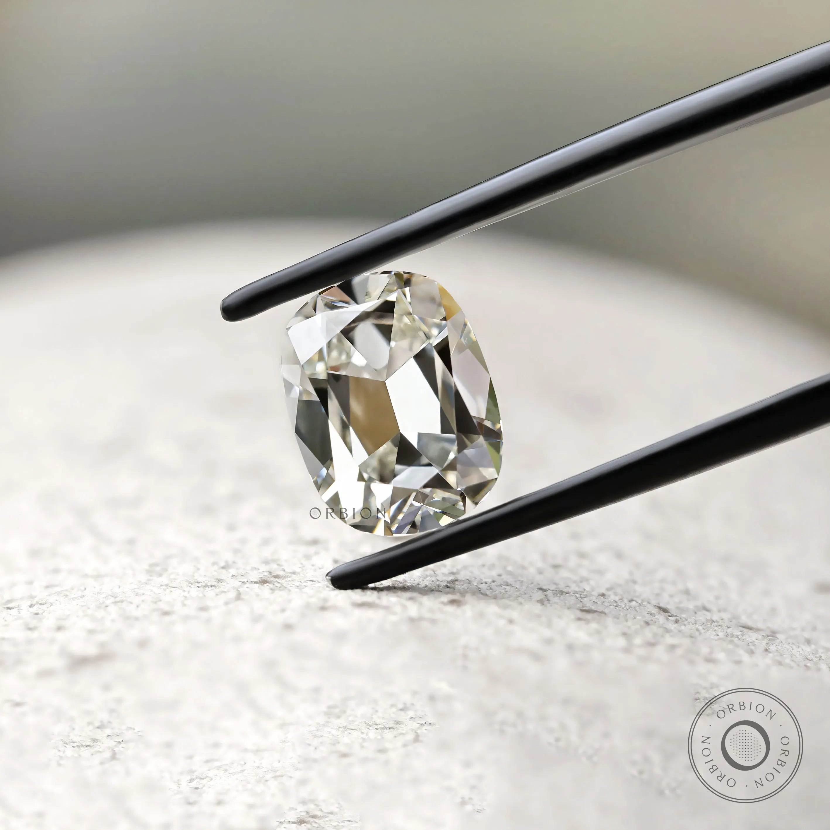 4 ct Lab grown diamond elongated cushion with classic old mine cut style