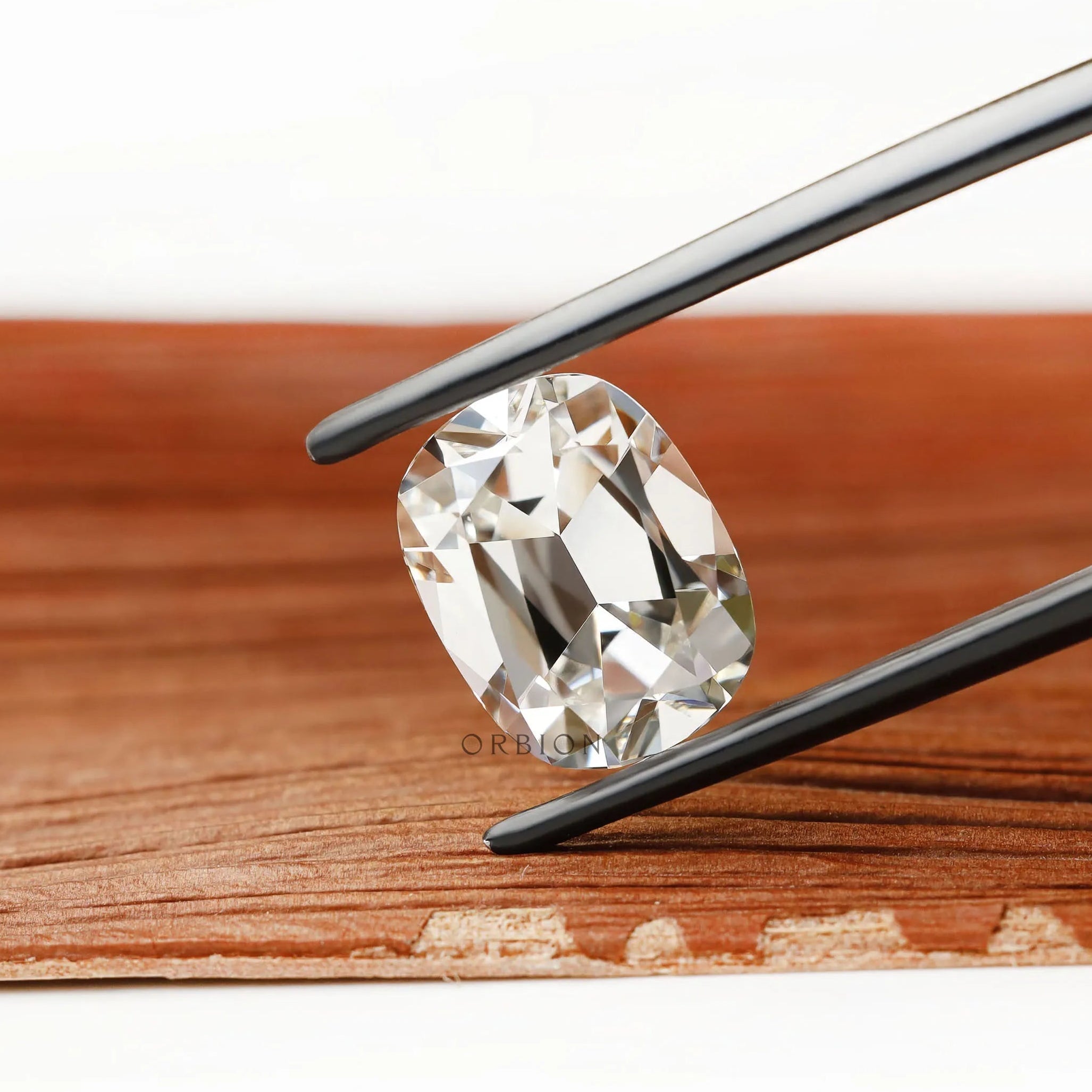4 ct Lab grown diamond elongated cushion with old mine faceting no culet