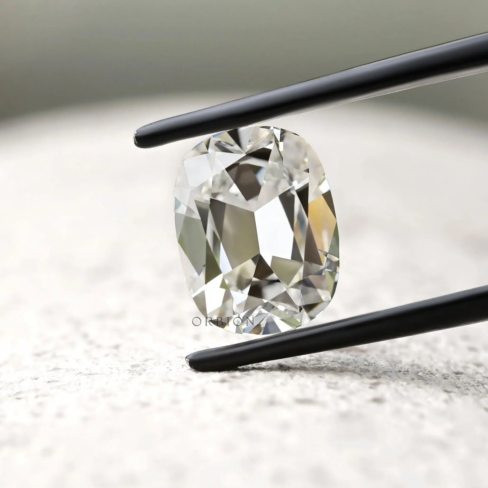 Elongated cushion lab diamond 4 ct antique cut with smooth culet finish
