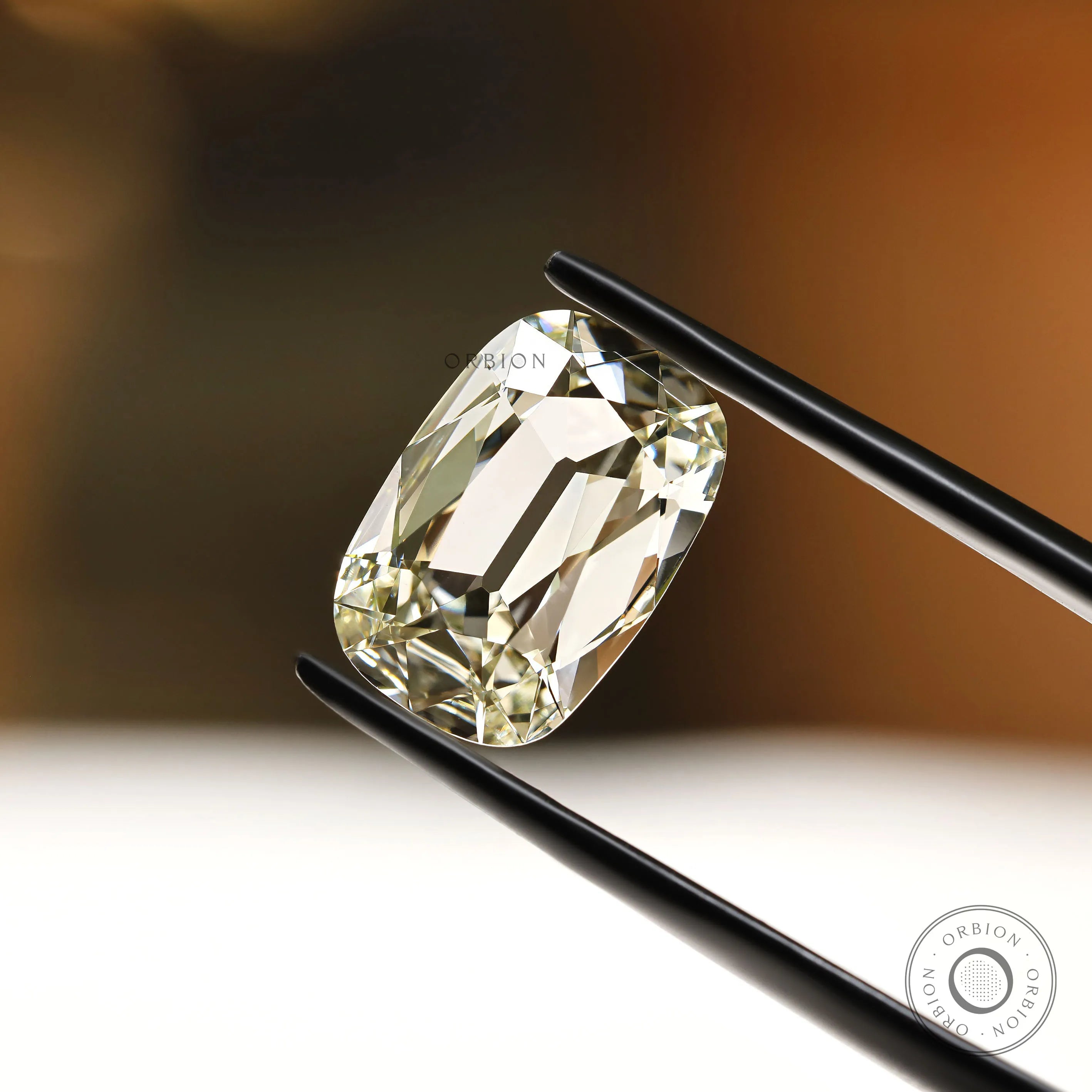 4 ct Antique cut elongated cushion lab grown diamond with old mine cut off white tone