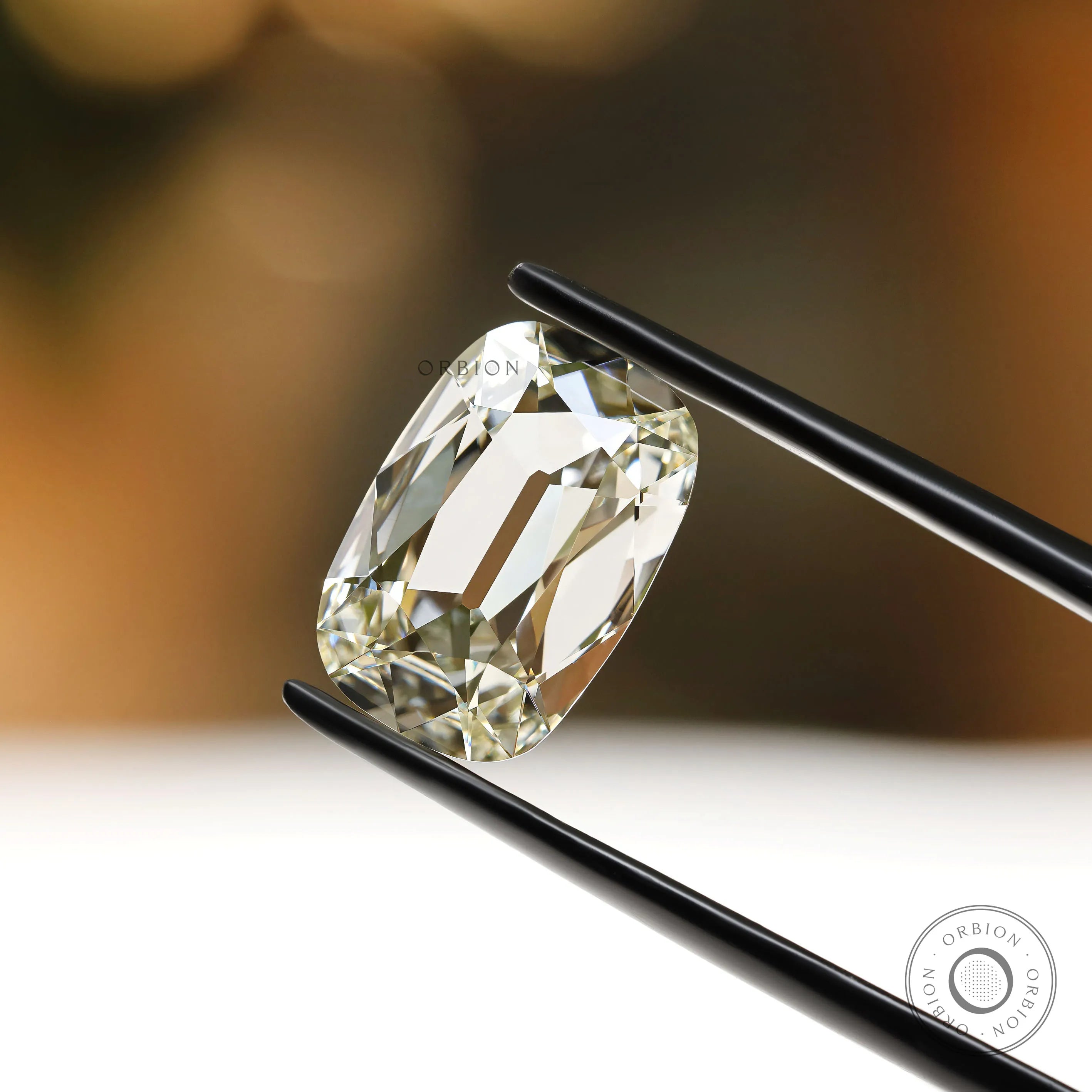 4 ct Off white lab diamond elongated cushion antique faceted loose stone