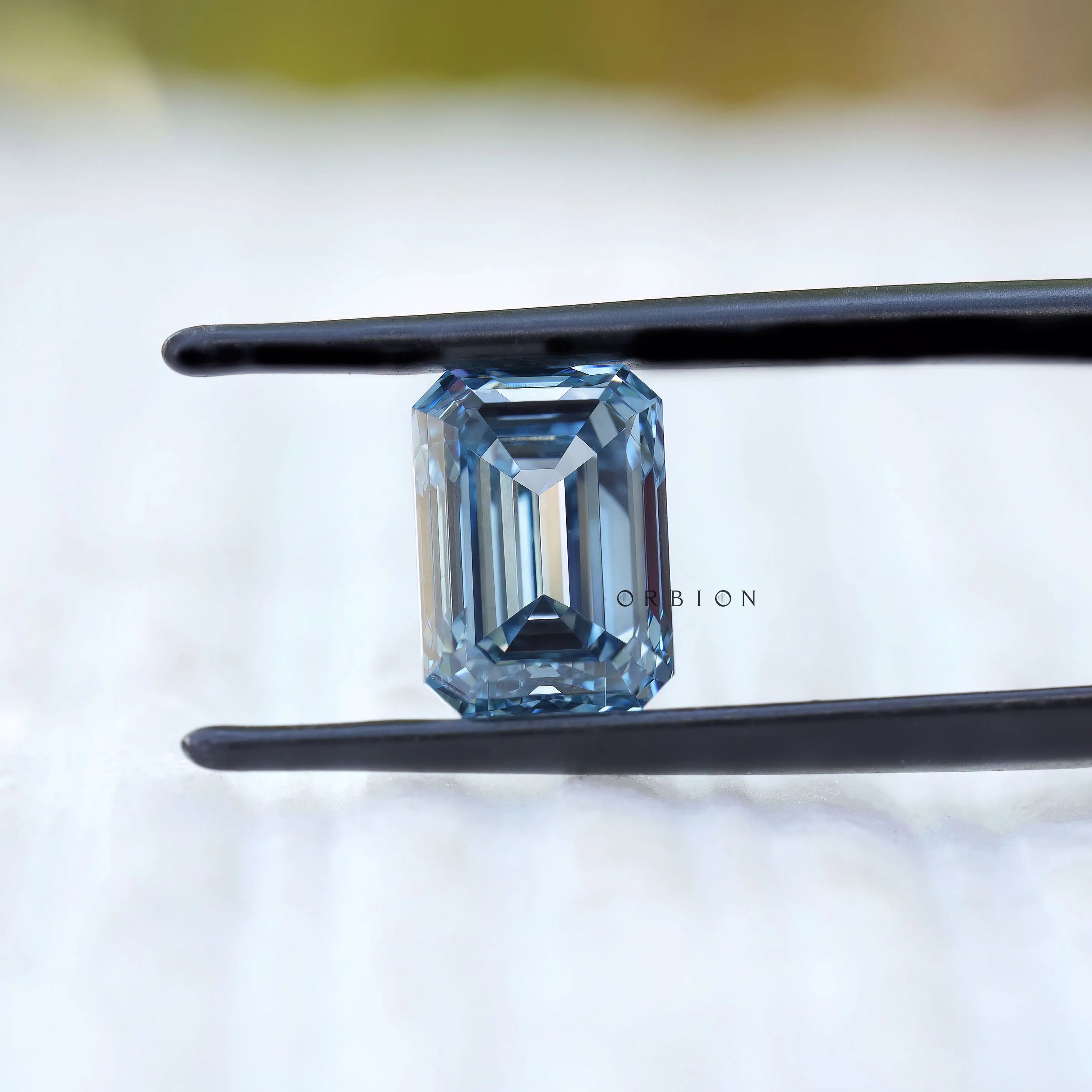 Vibrant blue lab diamond 3 ct emerald cut fancy color stone