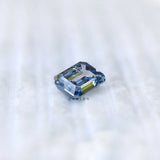 3 ct Blue lab diamond with step cut emerald style facets