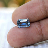 3 ct Lab grown diamond in emerald cut with vivid blue shade