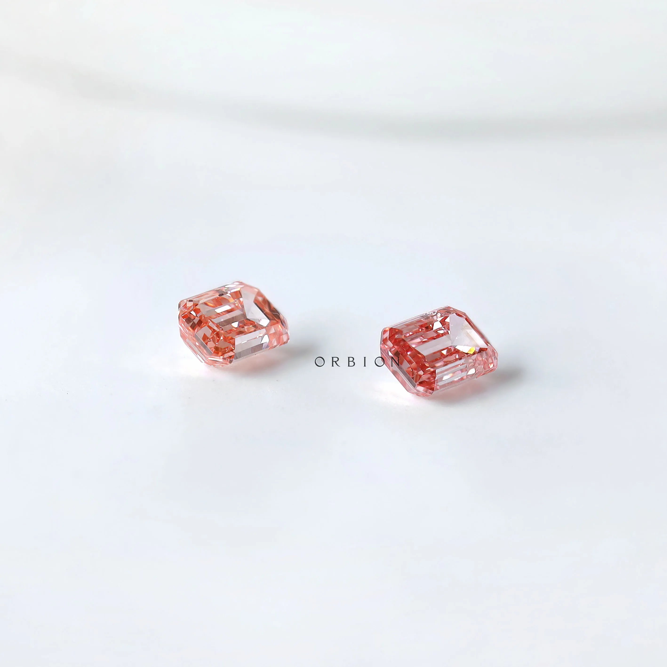 Pink lab diamond pair emerald shape loose stones for custom jewelry