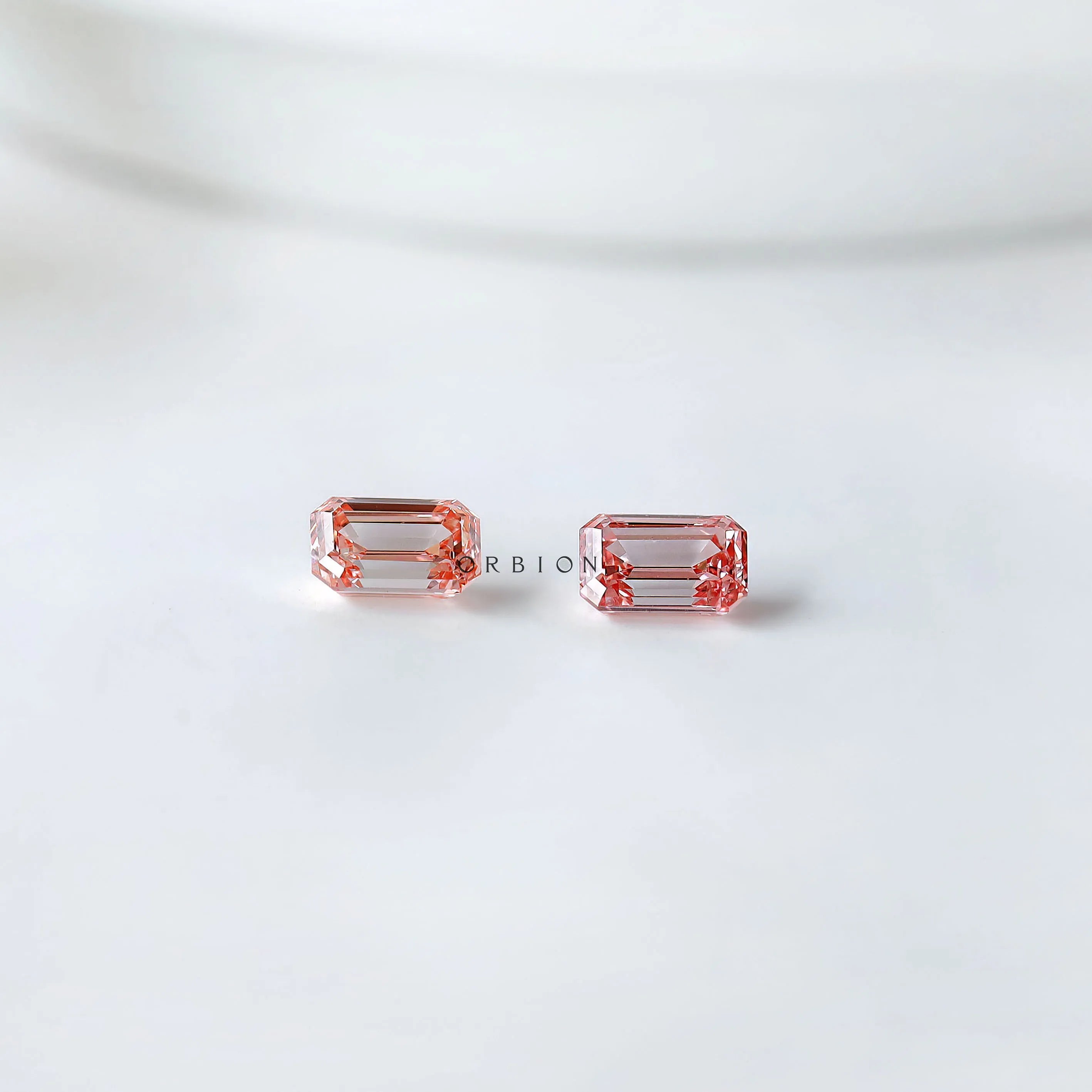 Emerald shaped pink lab diamond pair for custom earrings loose stones