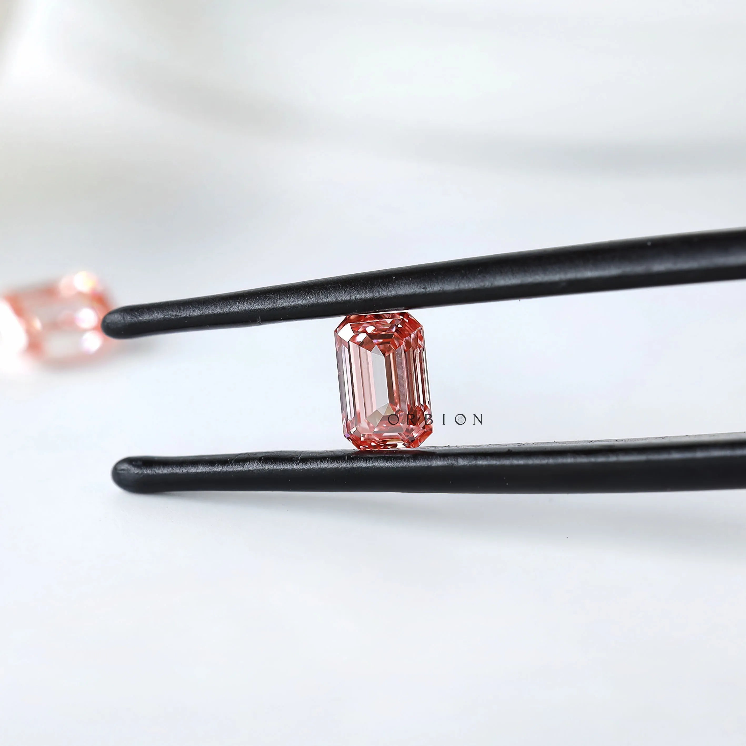 Elegant emerald cut pink lab diamond pair for stud earrings