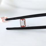 Matching pink emerald cut lab diamonds for custom earring setting