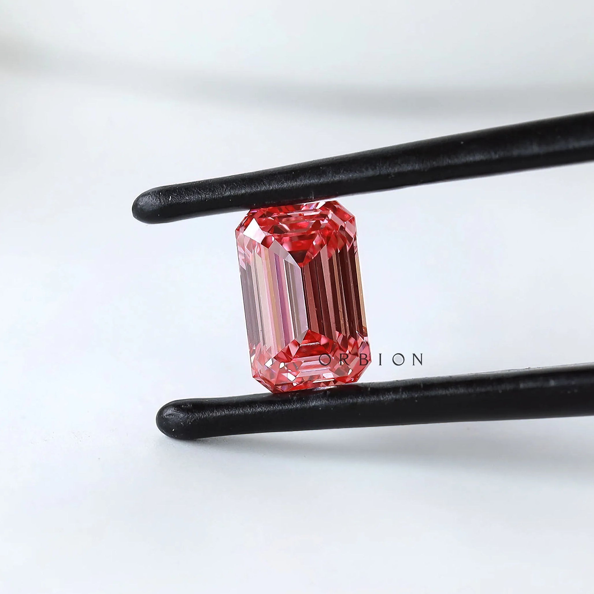 0.73 ct Emerald cut fancy vivid pink lab grown diamond loose gemstone
