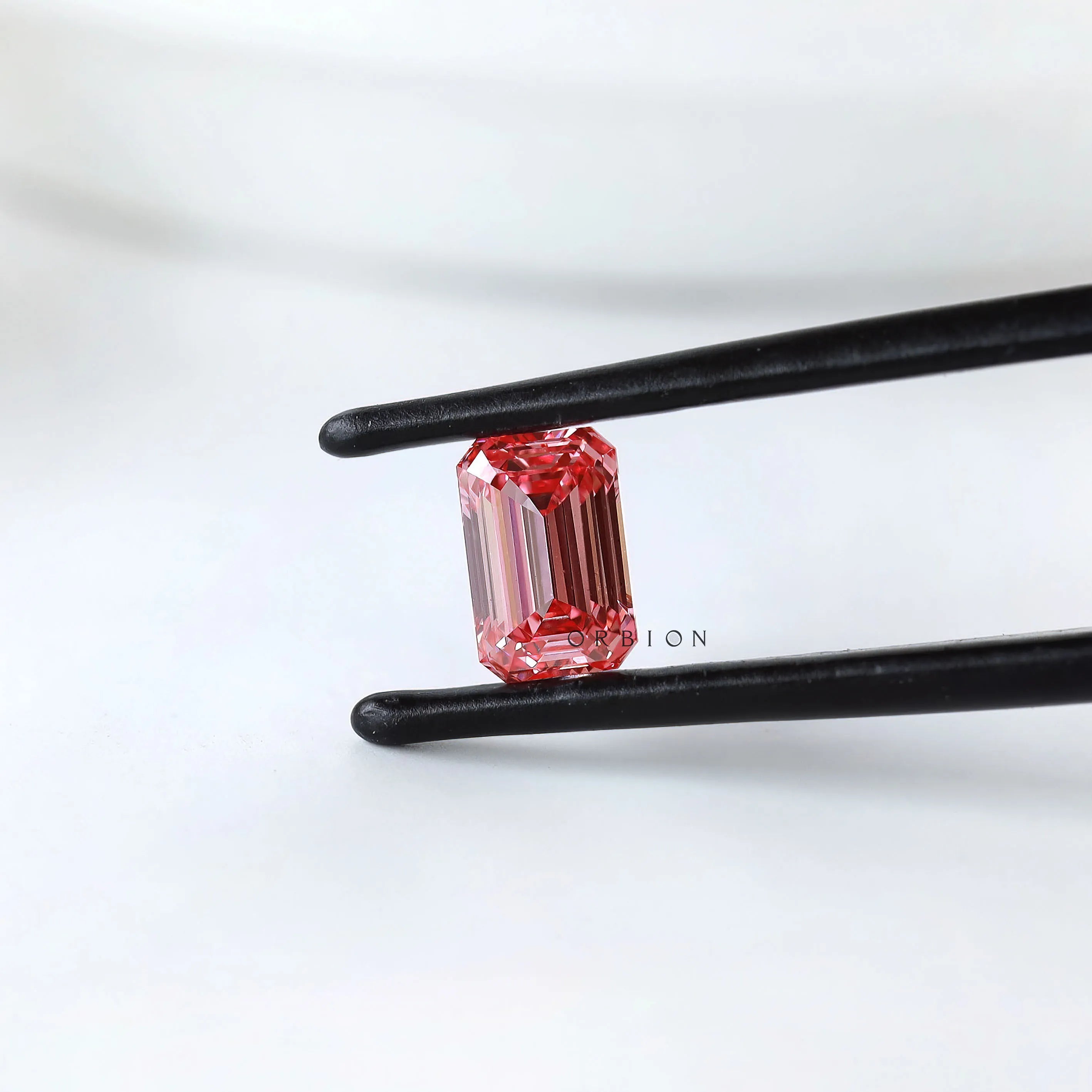 0.73 ct Emerald cut fancy vivid pink lab grown diamond loose gemstone