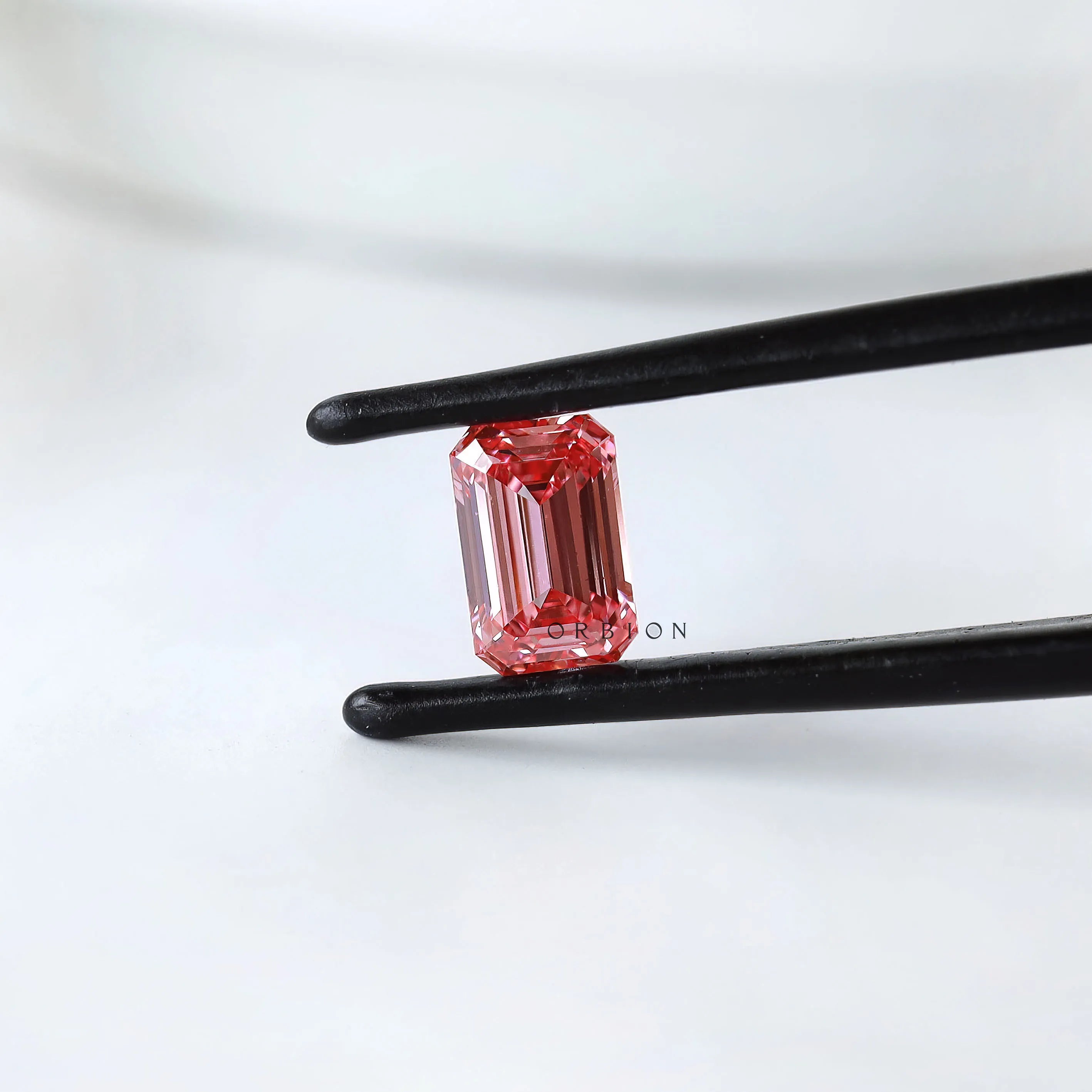 0.73 ct Pink lab grown diamond with emerald cut step facets