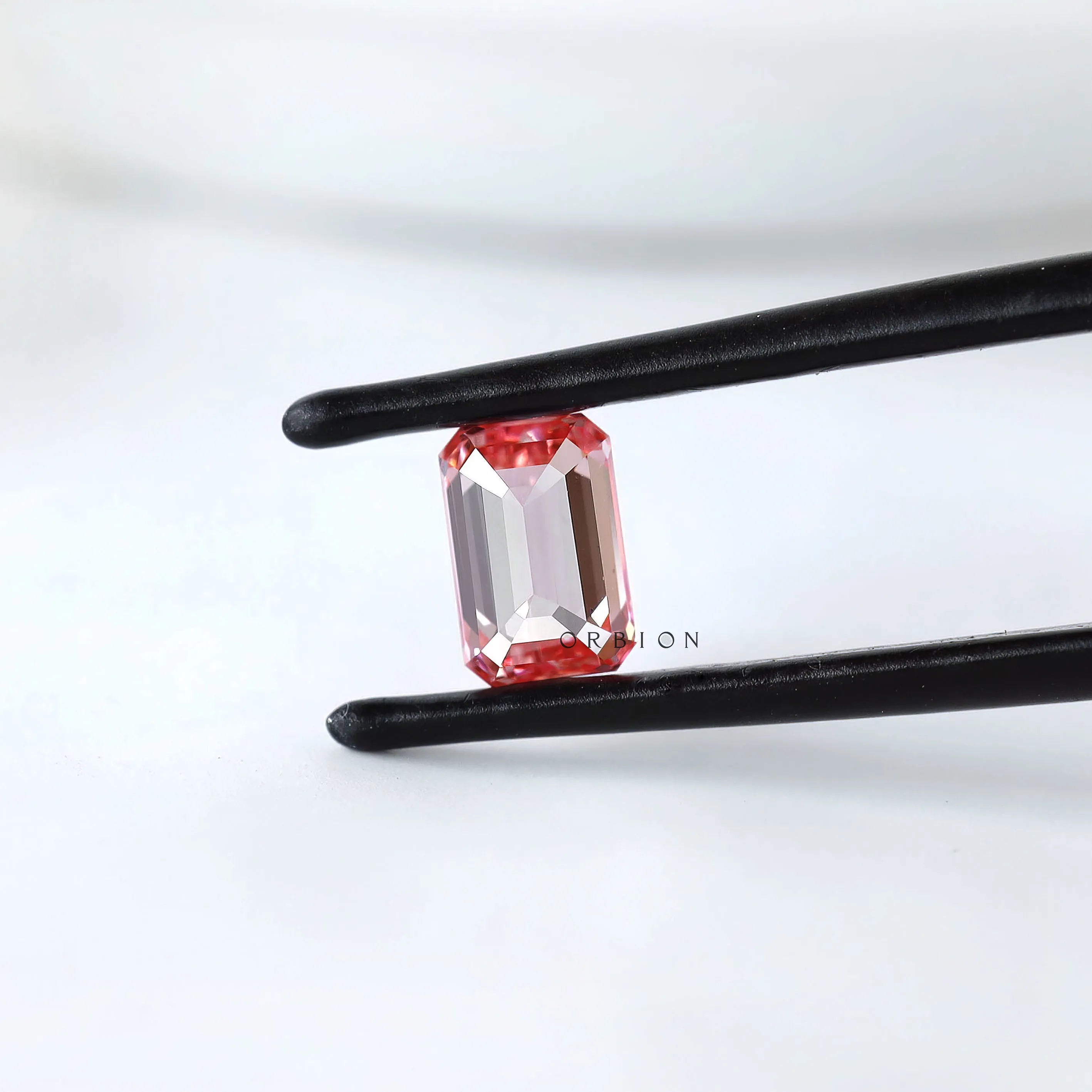 Bright pink emerald cut lab diamond 0.73 ct loose gemstone