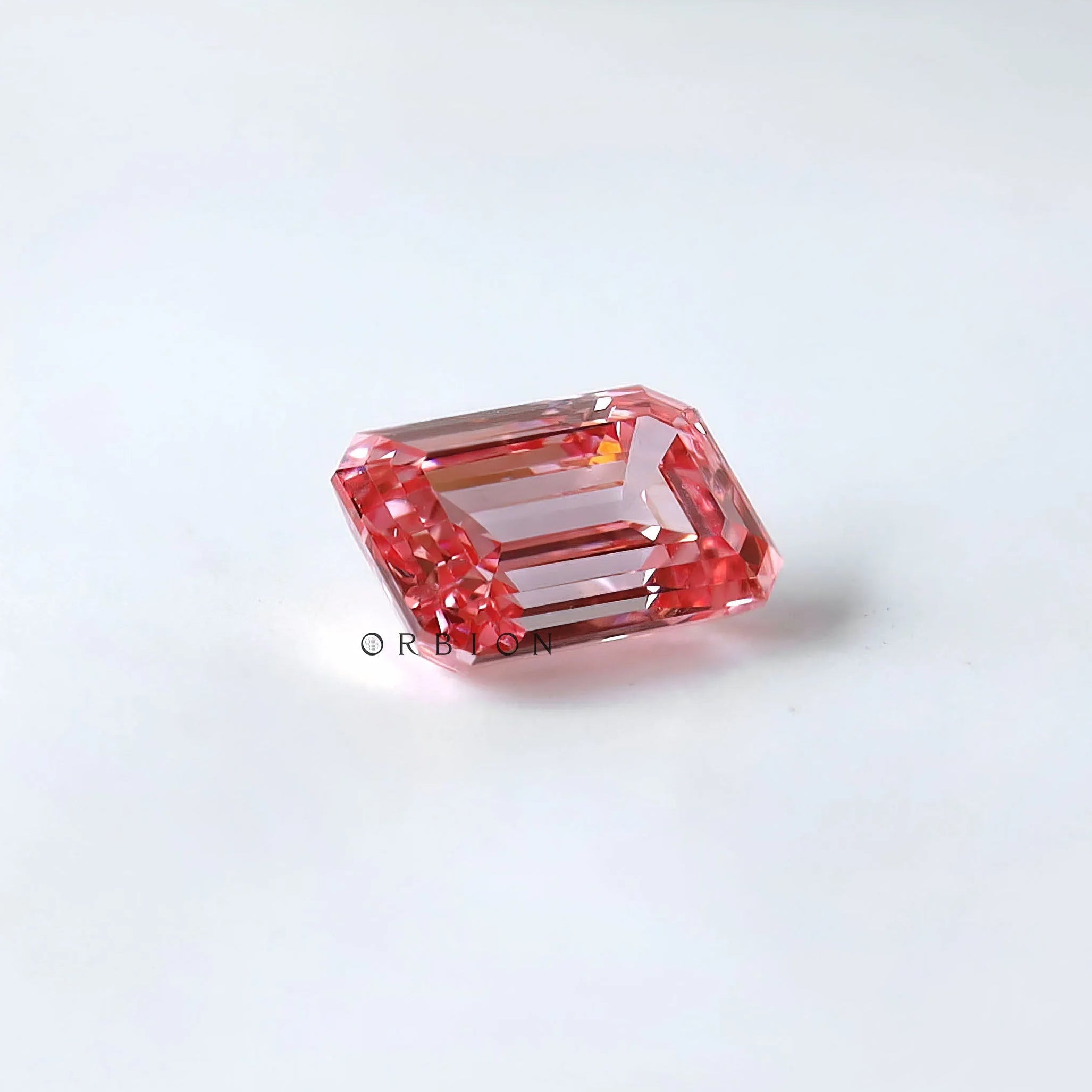 Emerald cut pink lab grown diamond 0.73 ct vibrant loose gem