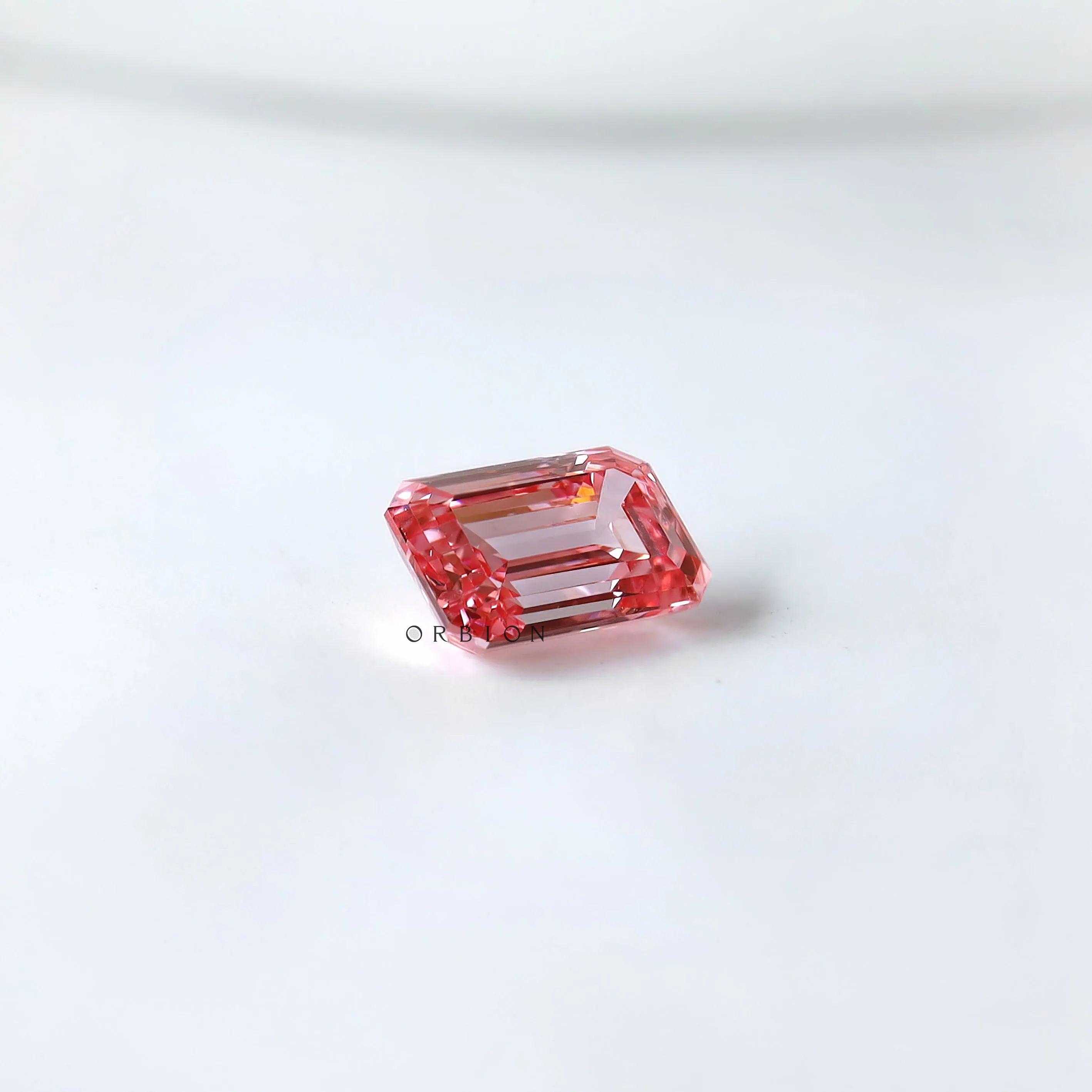 Emerald cut pink lab grown diamond 0.73 ct vibrant loose gem
