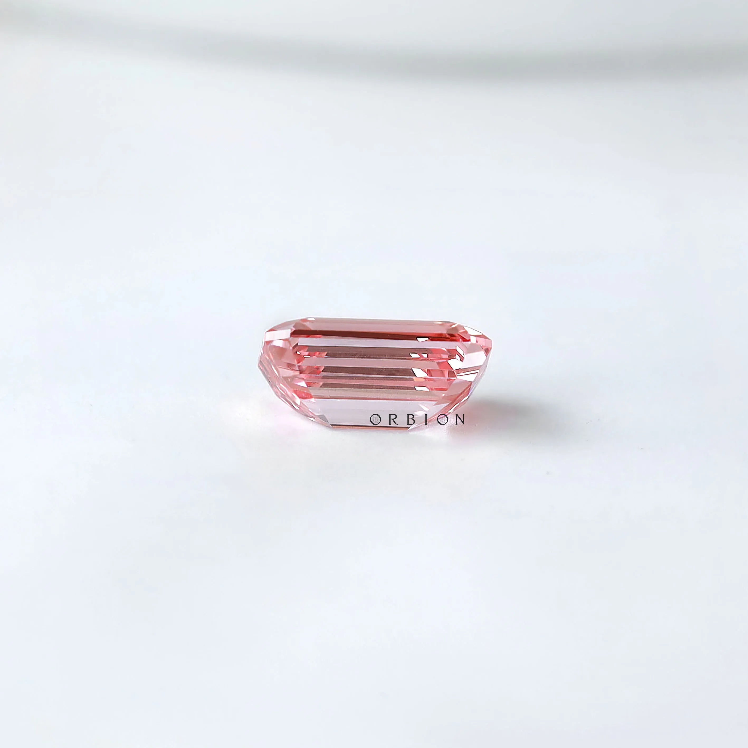 0.73 ct Vivid pink lab diamond with clean emerald cut geometry