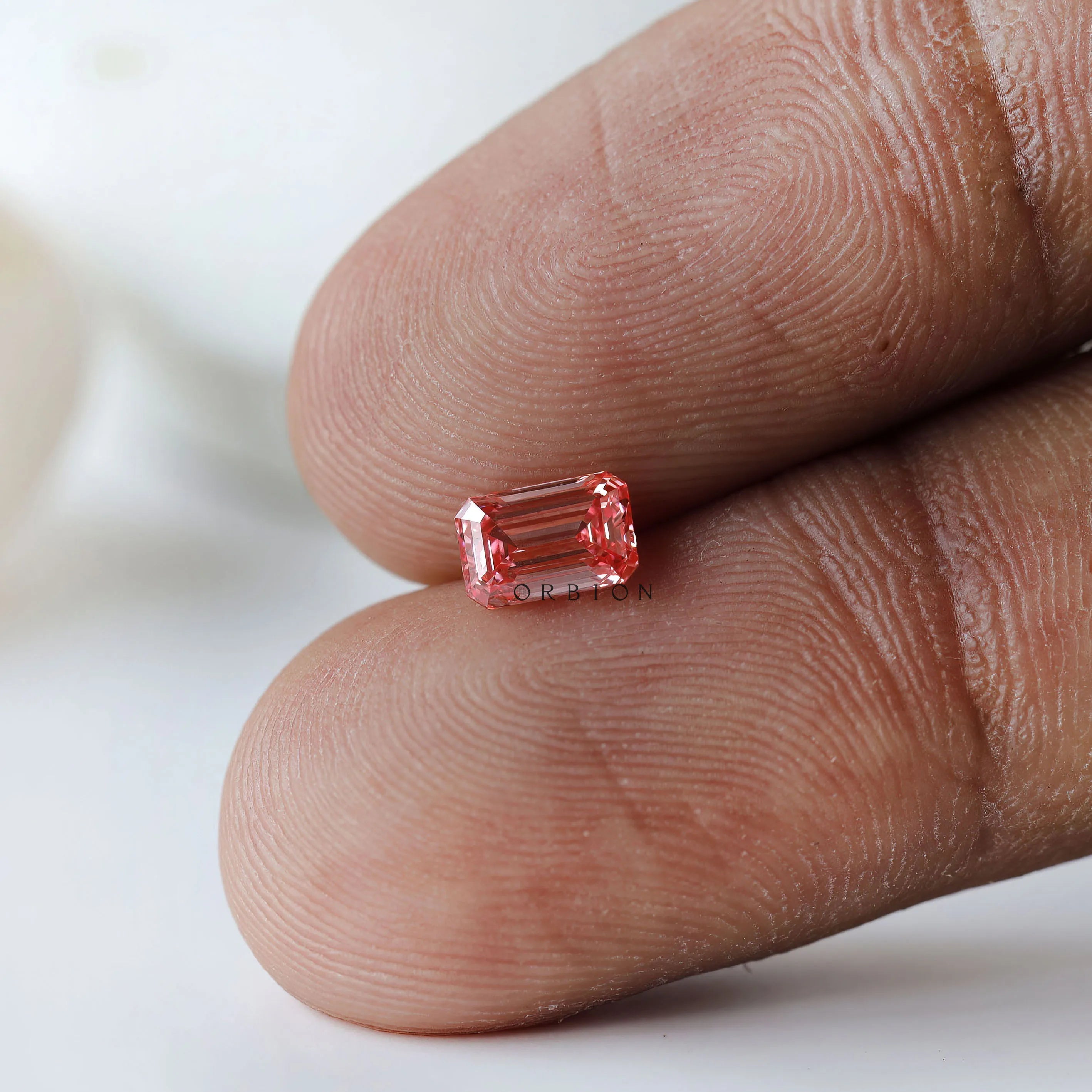 0.73 ct Fancy pink lab diamond emerald shape fine gemstone