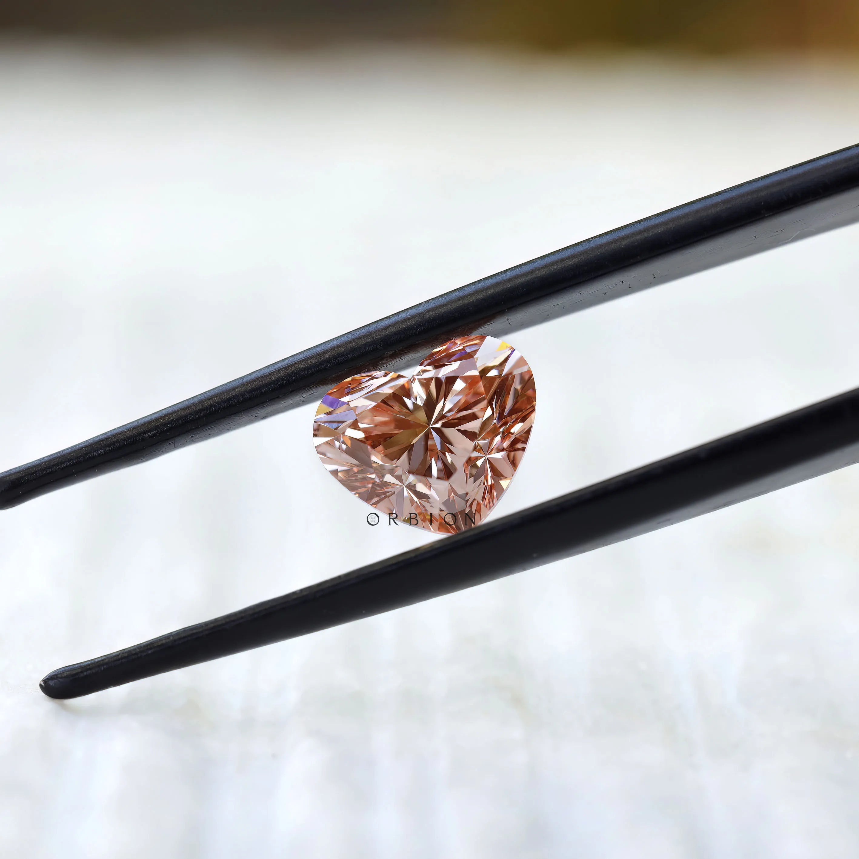 2 ct Heart cut lab diamond with vivid pink color and brilliant facets