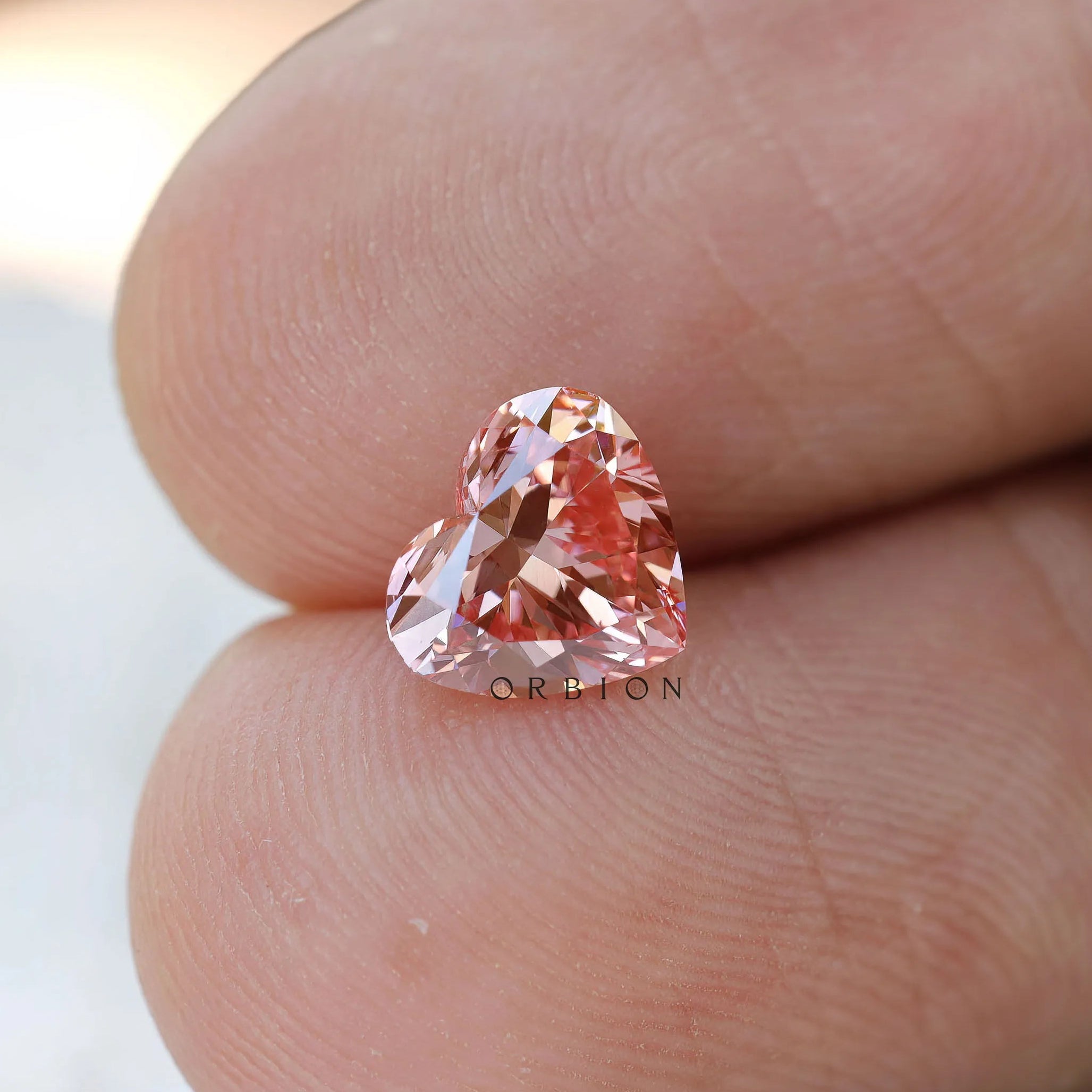 Brilliant cut heart shaped pink lab diamond loose