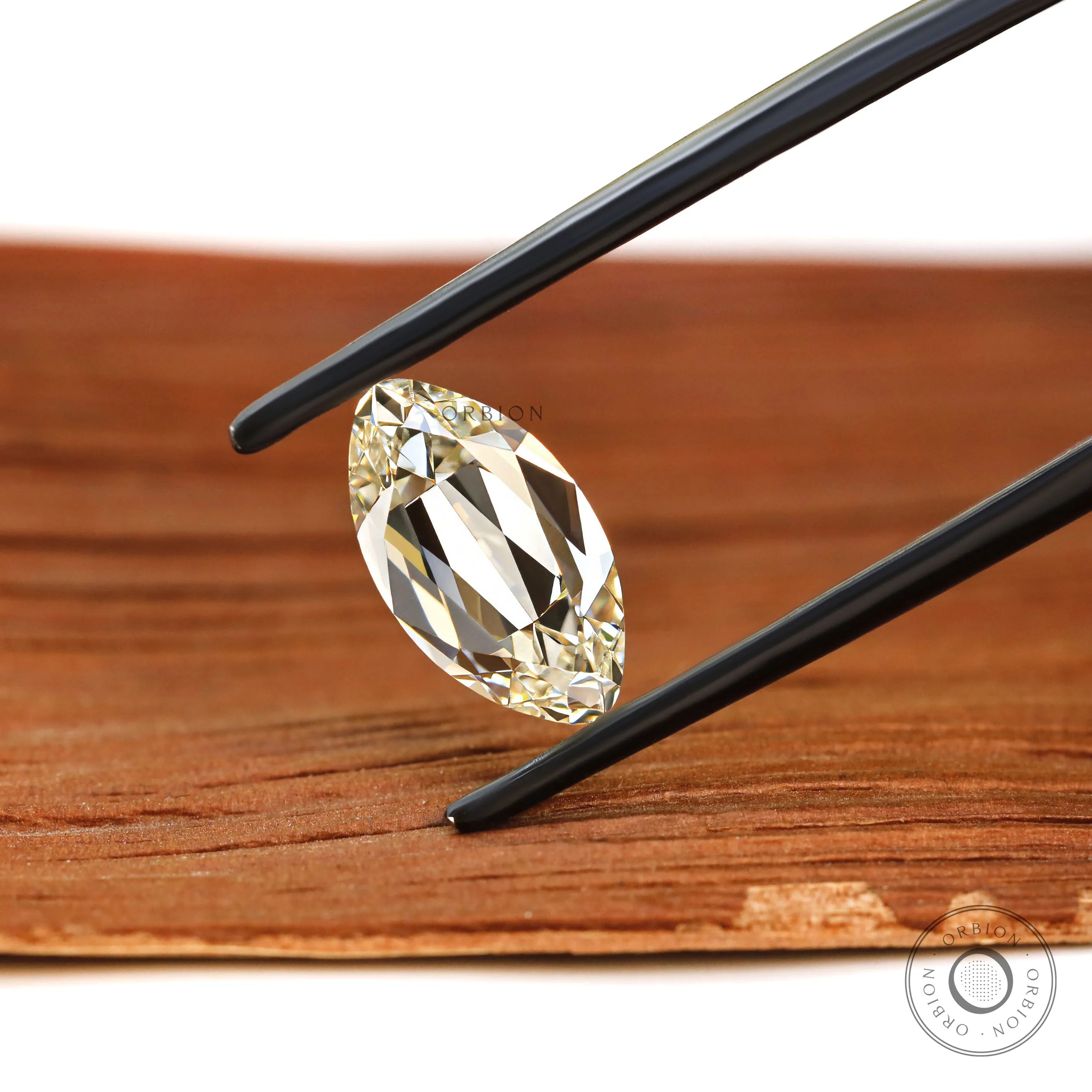 2 ct Moval lab grown diamond with warm antique cut and soft brilliance