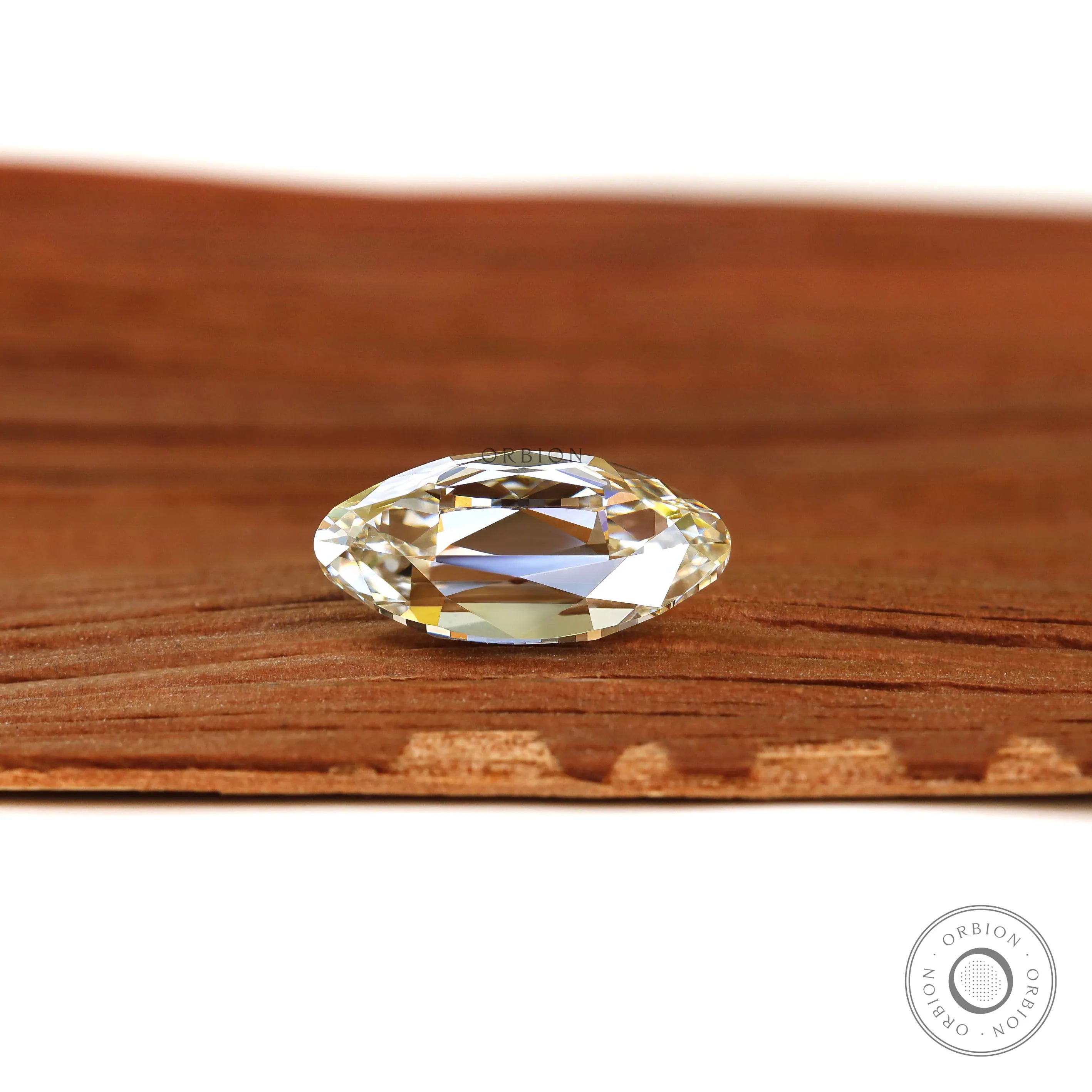 2 ct Moval lab diamond with classic antique faceting and glow