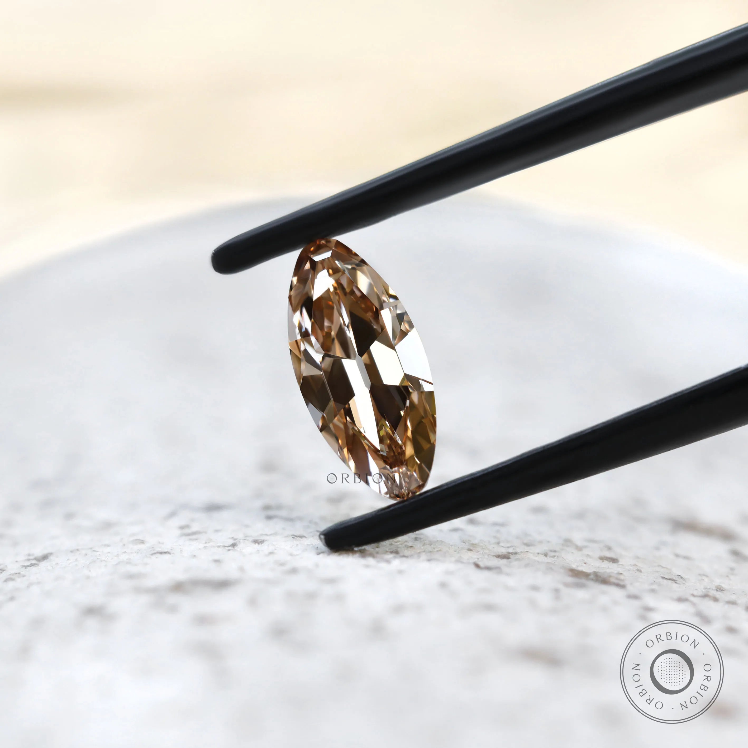 Moval champagne diamond antique cut 