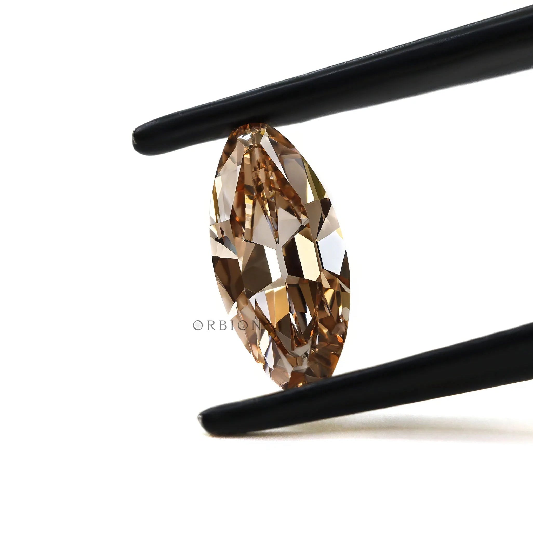 Dark champagne moval lab grown diamond antique cut