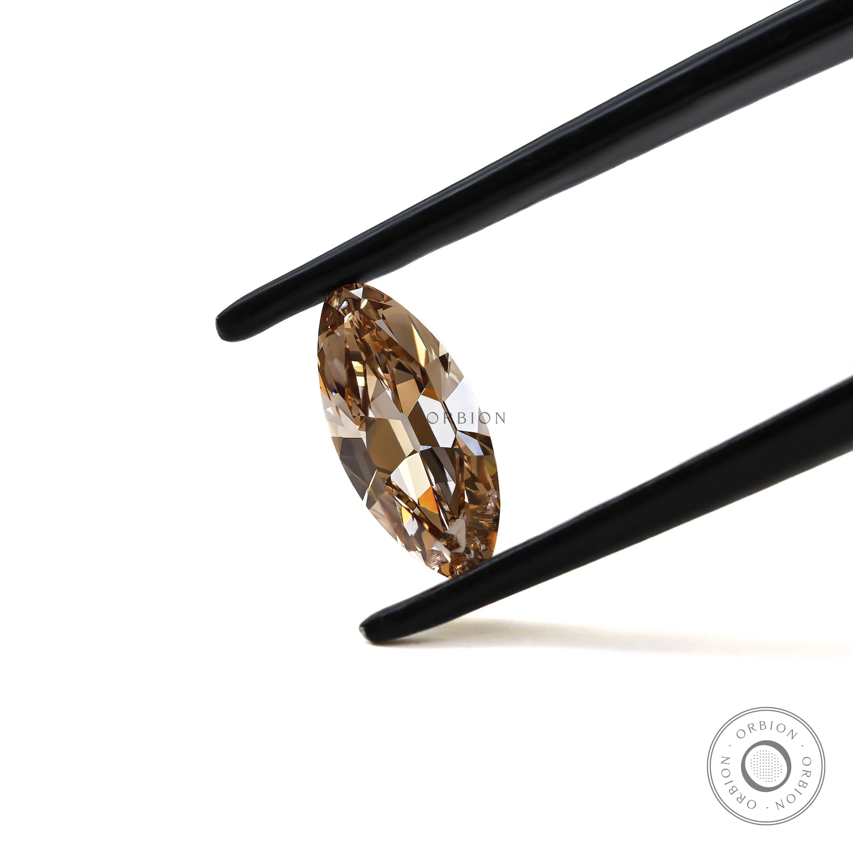 Moval cut dark champagne lab diamond for custom ring