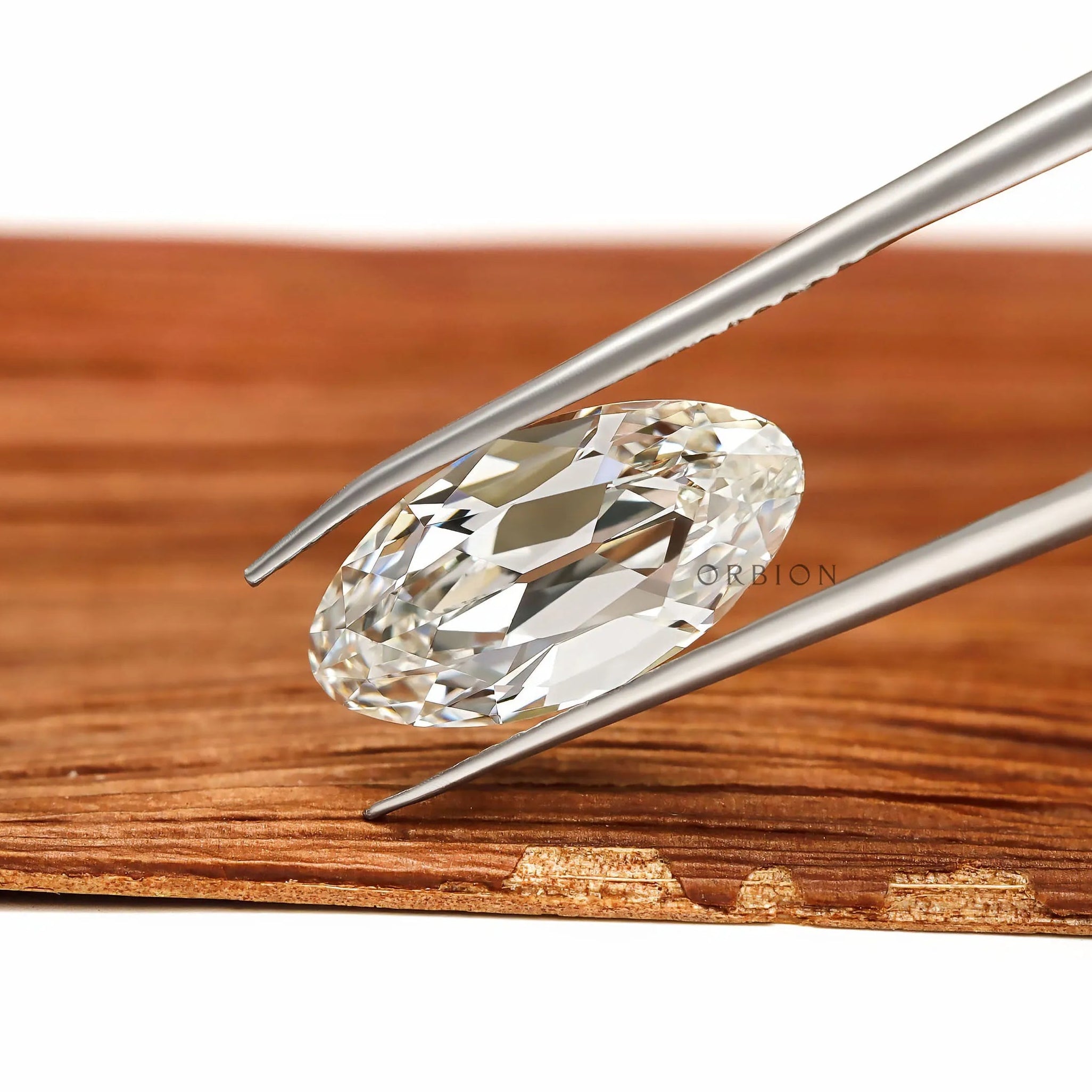 Vintage Cut Moval Shaped White Lab Grown Diamond 