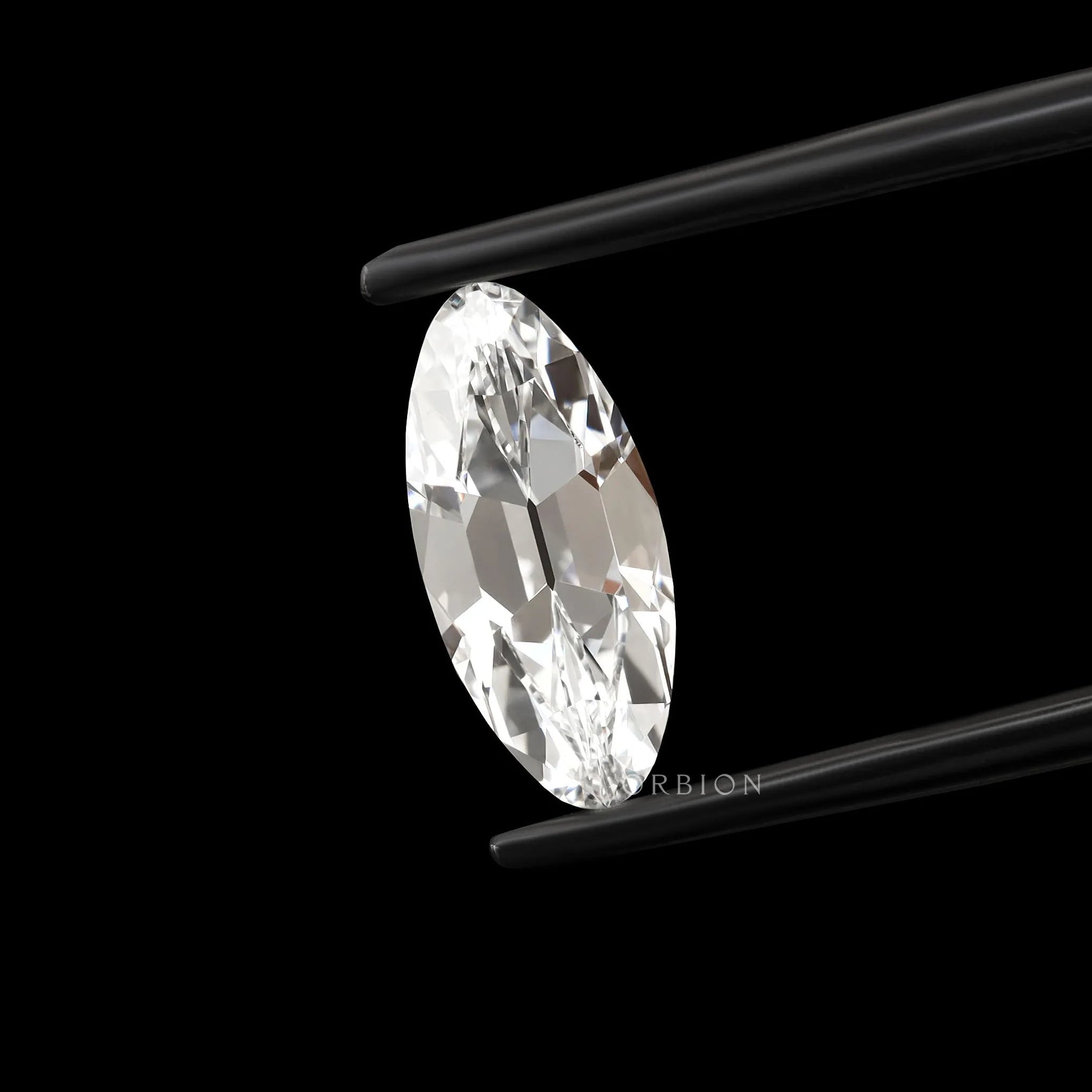 2 ct Moval shaped lab grown diamond featuring old mine cut brilliance